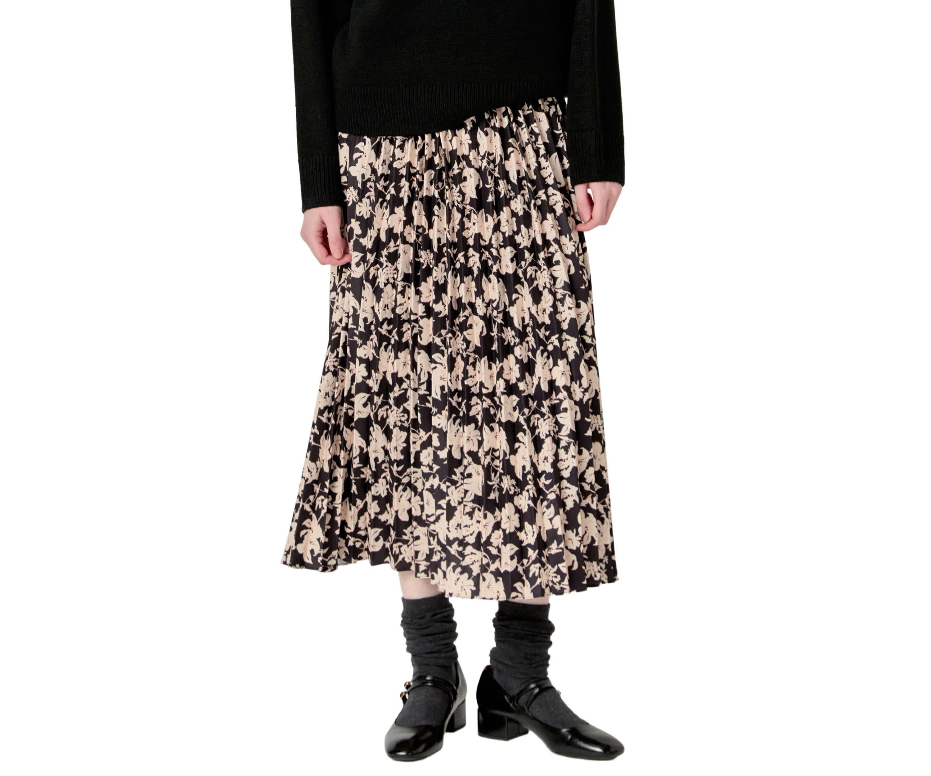 PLEATED PRINT MIDI SKIRT