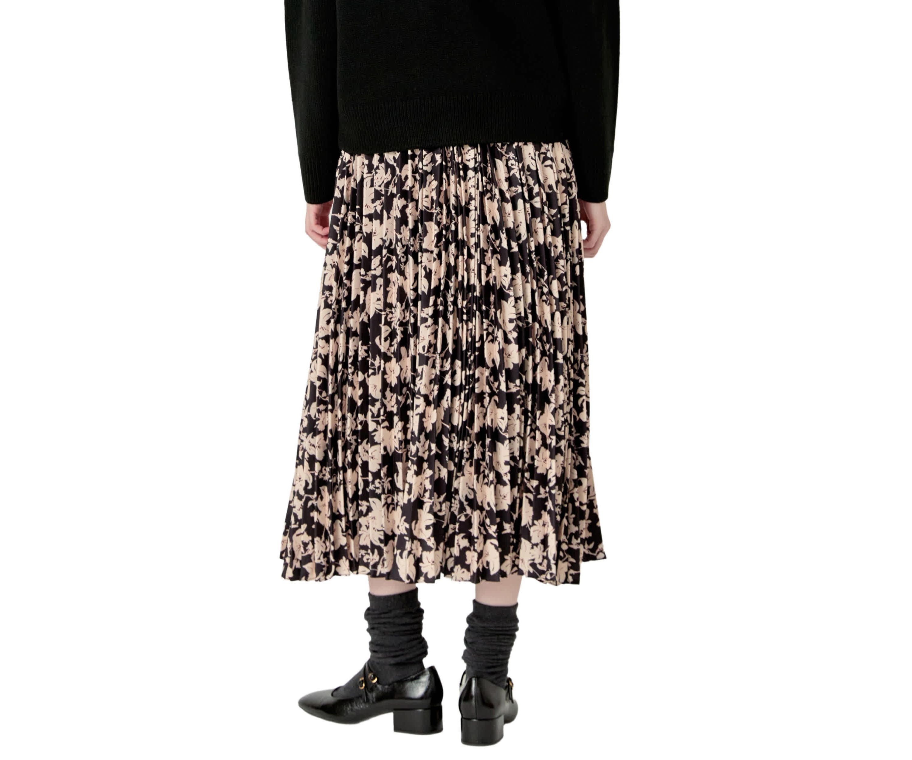 PLEATED PRINT MIDI SKIRT