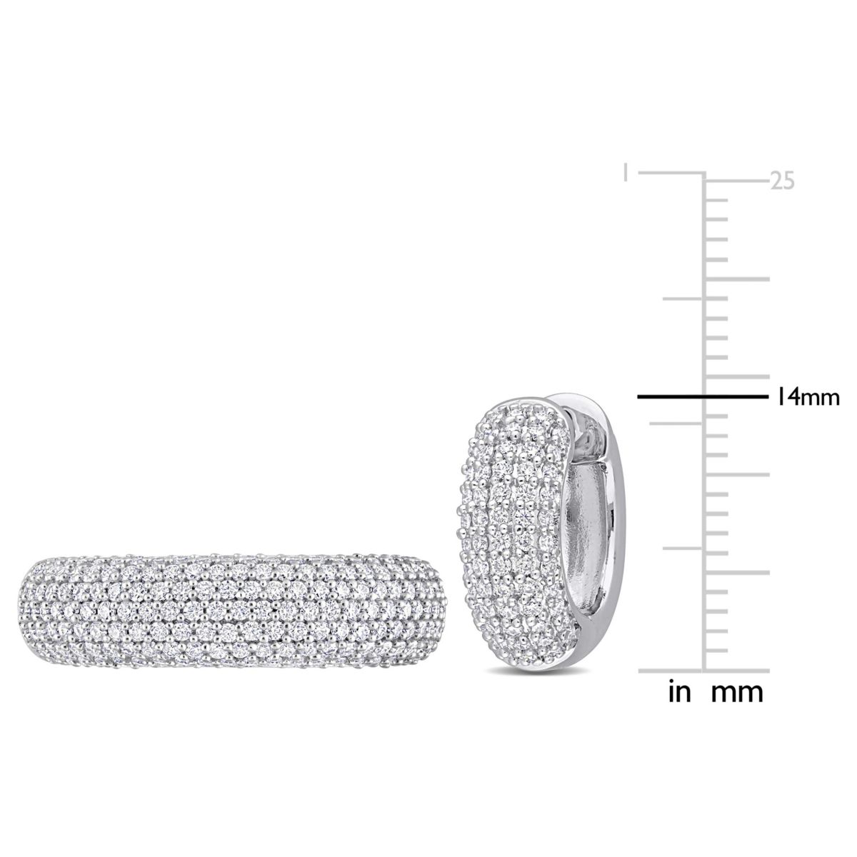 Lab Created 2 Piece Set of Created White Moissanite Multi-Row Hoop Earrings & Semi-Eternity Ring in Sterling Silver