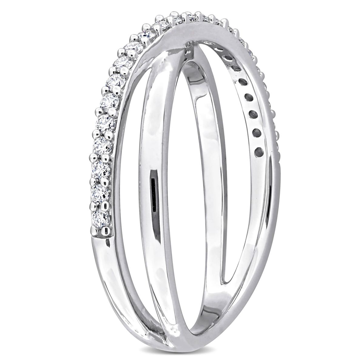 Lab Created 2 Piece Set of Created White Moissanite Hoop Earrings & Criss-Cross Ring in Sterling Silver