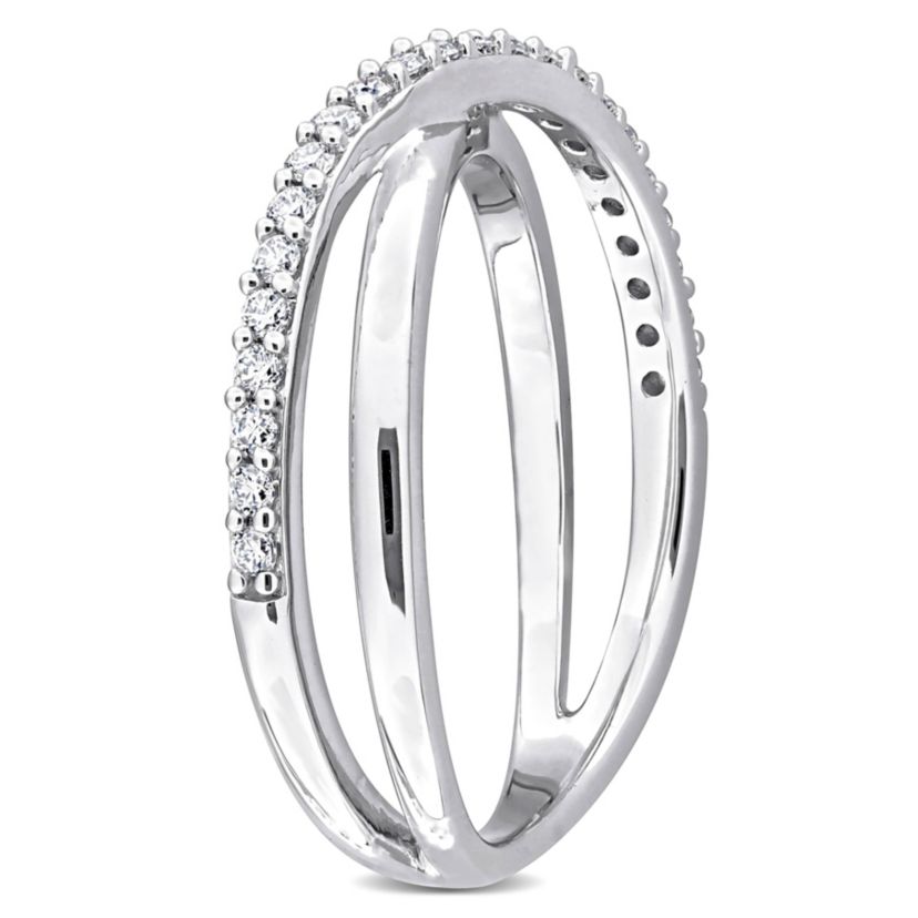 Lab Created 2 Piece Set of Created White Moissanite Hoop Earrings & Criss-Cross Ring in Sterling Silver