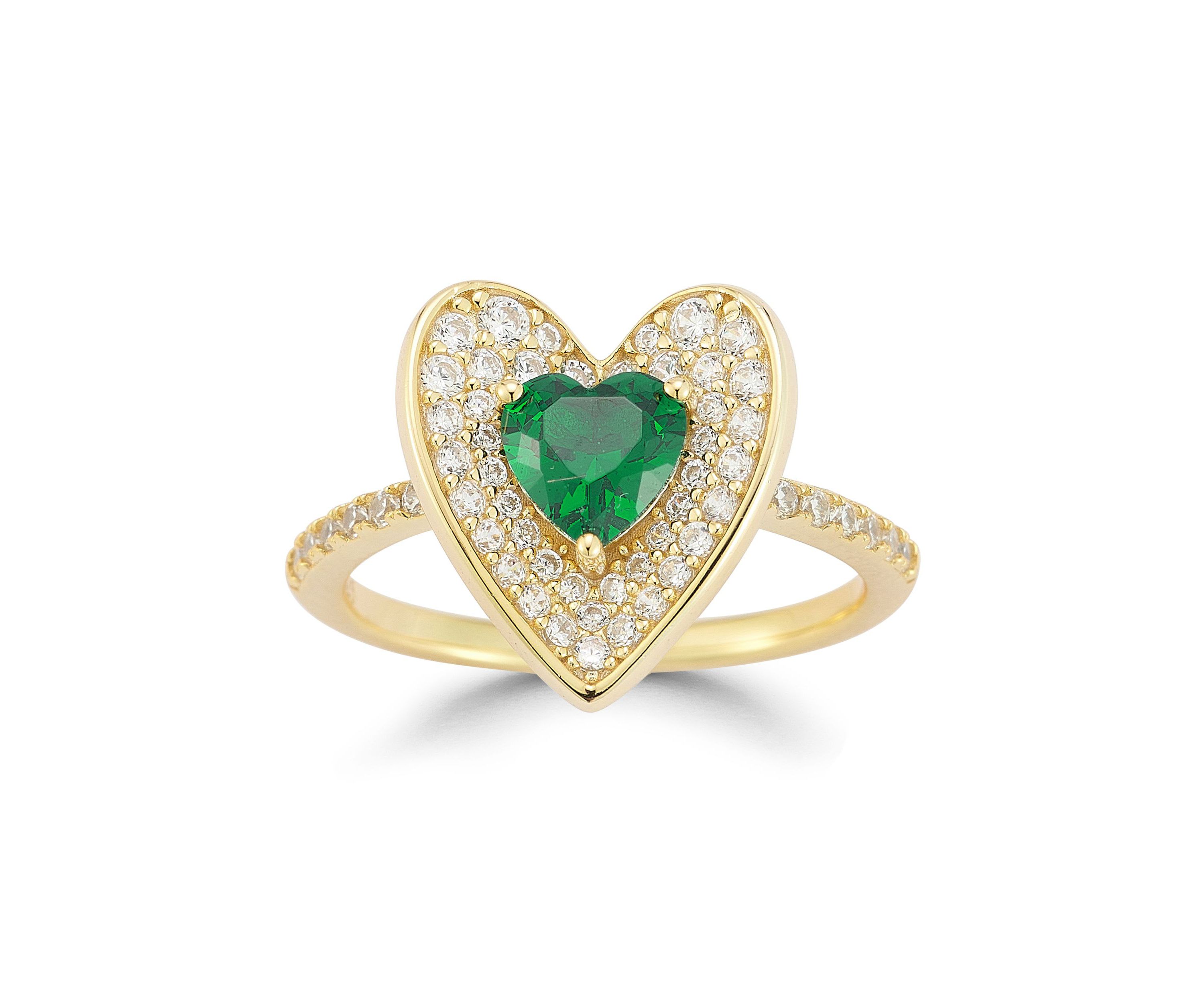 Sterling Silver Cubic Zirconia Concave Heart Ring