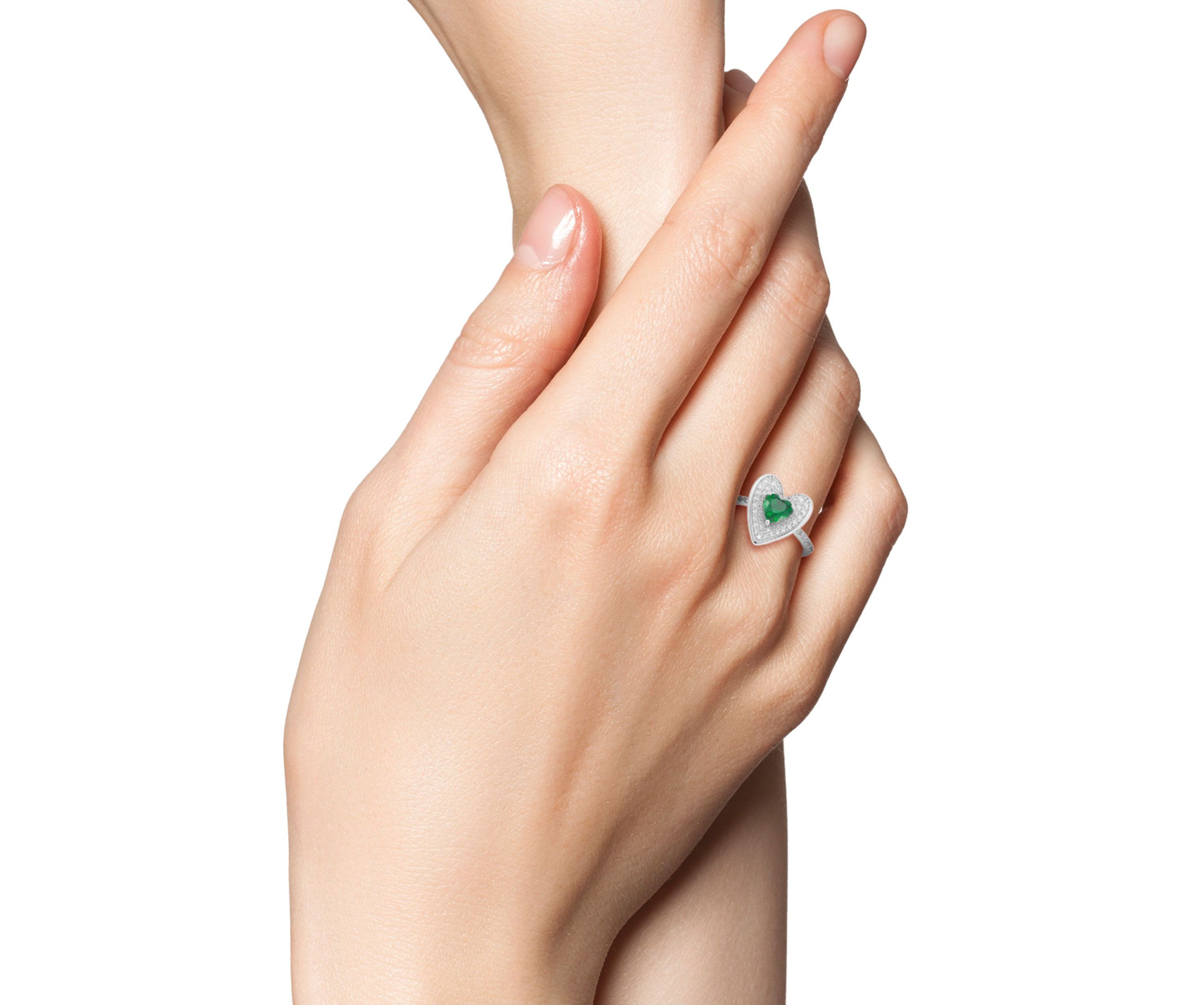 Sterling Silver Cubic Zirconia Concave Heart Ring