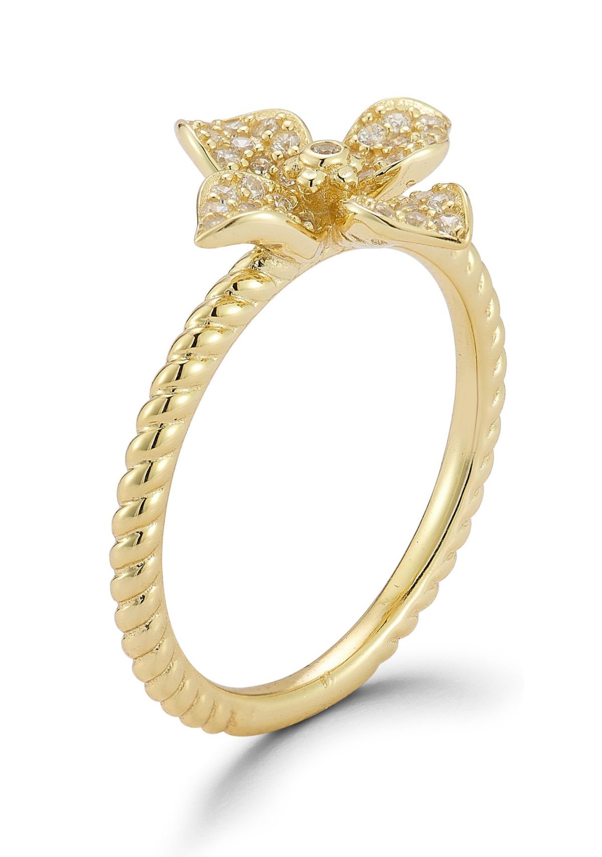 Sterling Silver Cubic Zirconia Flower Ring