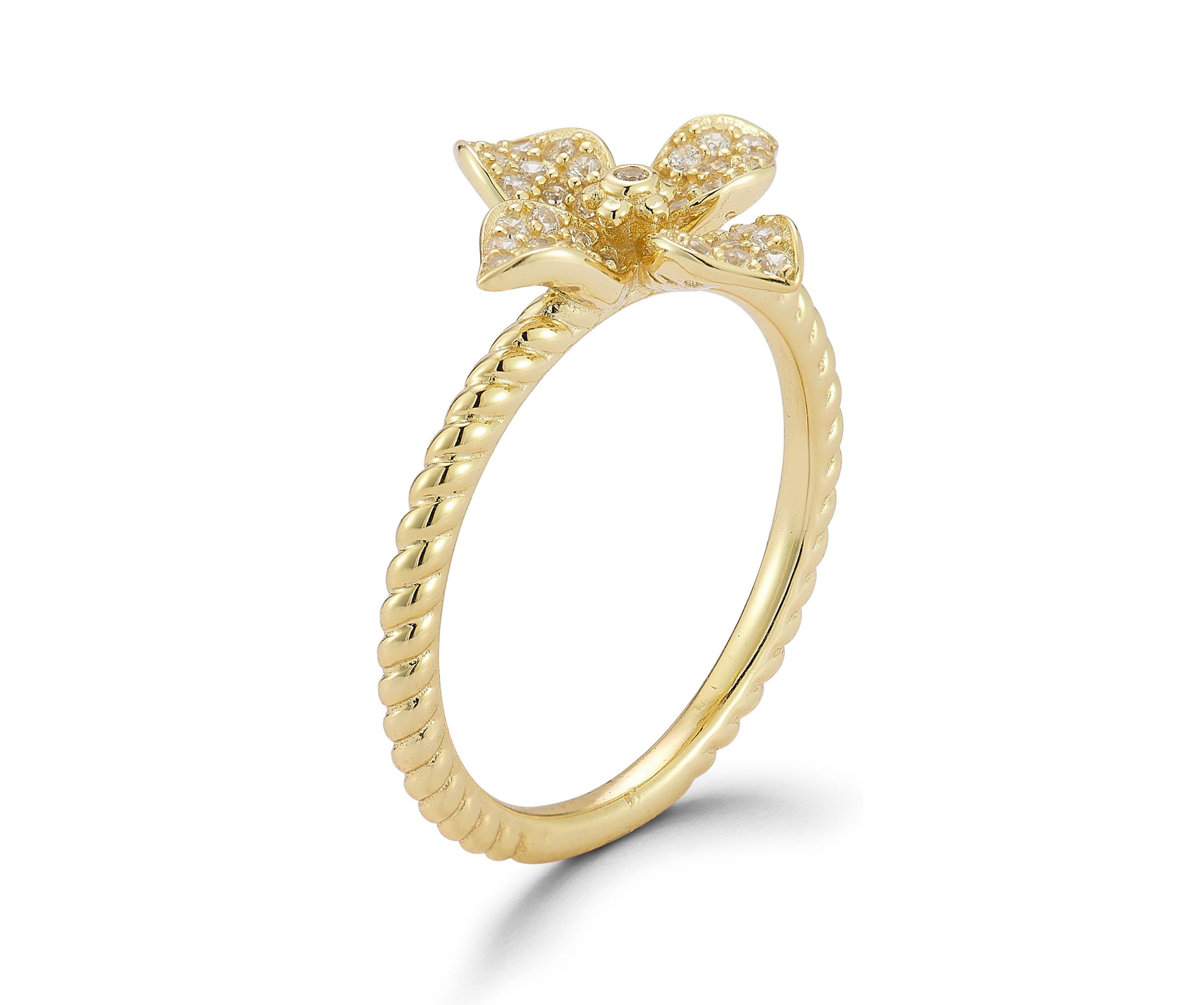 Sterling Silver Cubic Zirconia Flower Ring