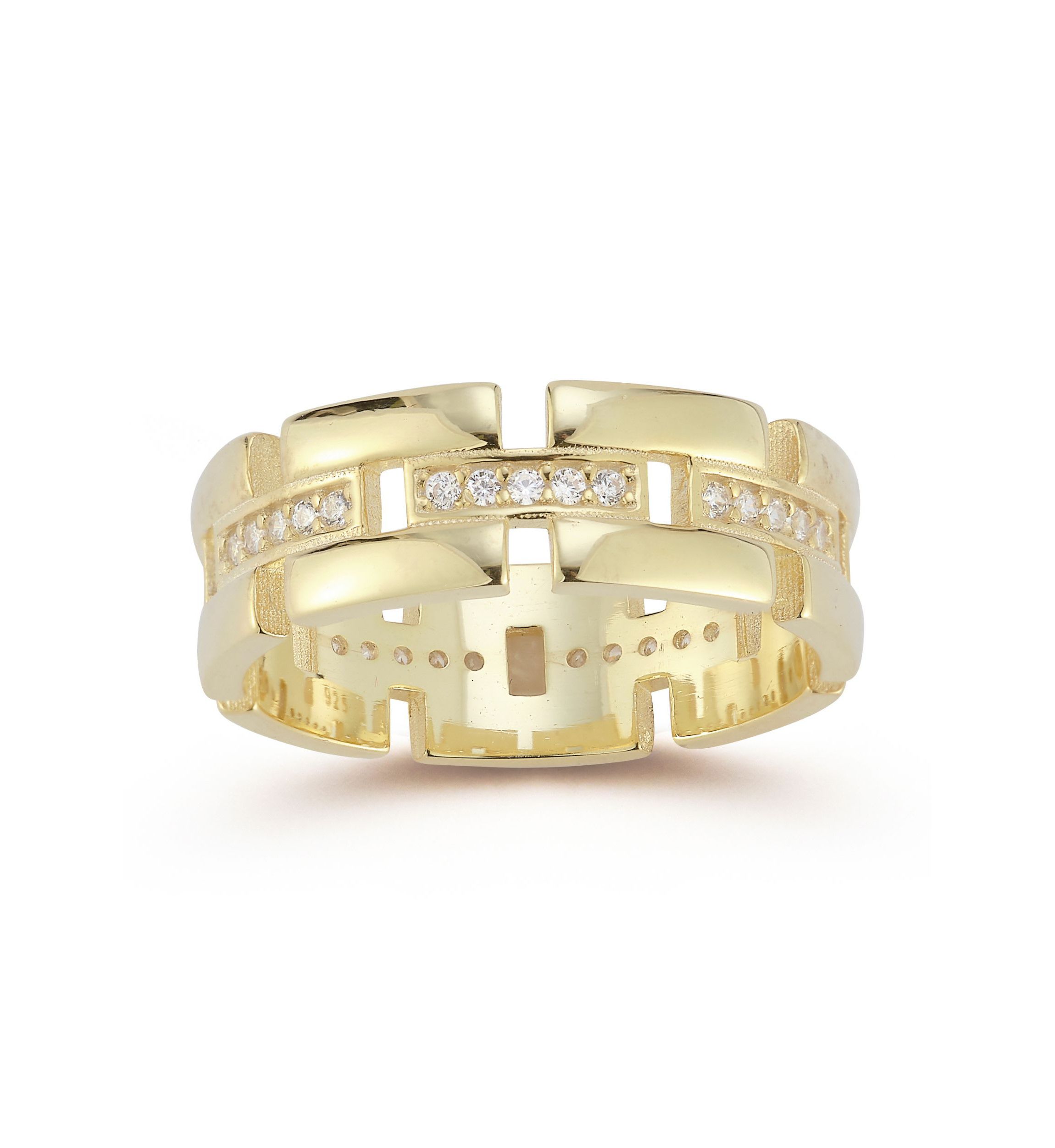 Sterling Silver Cubic Zirconia Link Band Ring