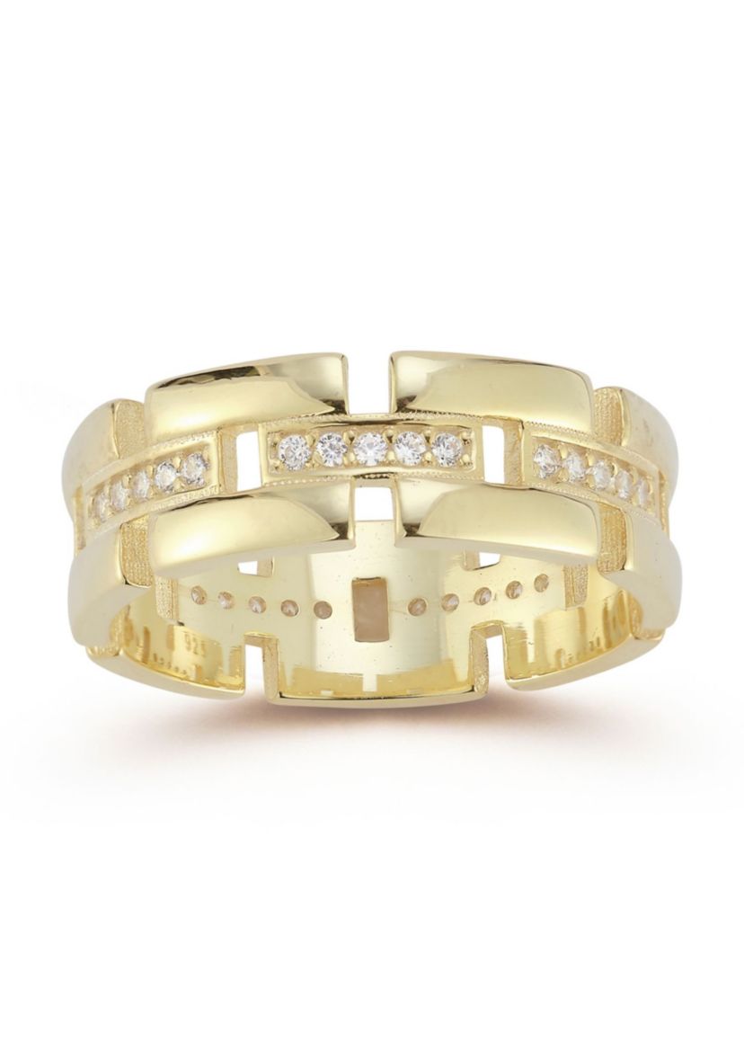 Sterling Silver Cubic Zirconia Link Band Ring