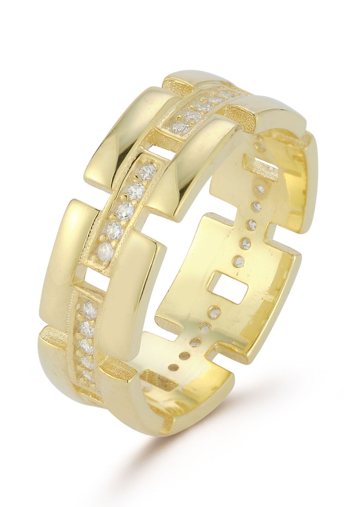 Sterling Silver Cubic Zirconia Link Band Ring