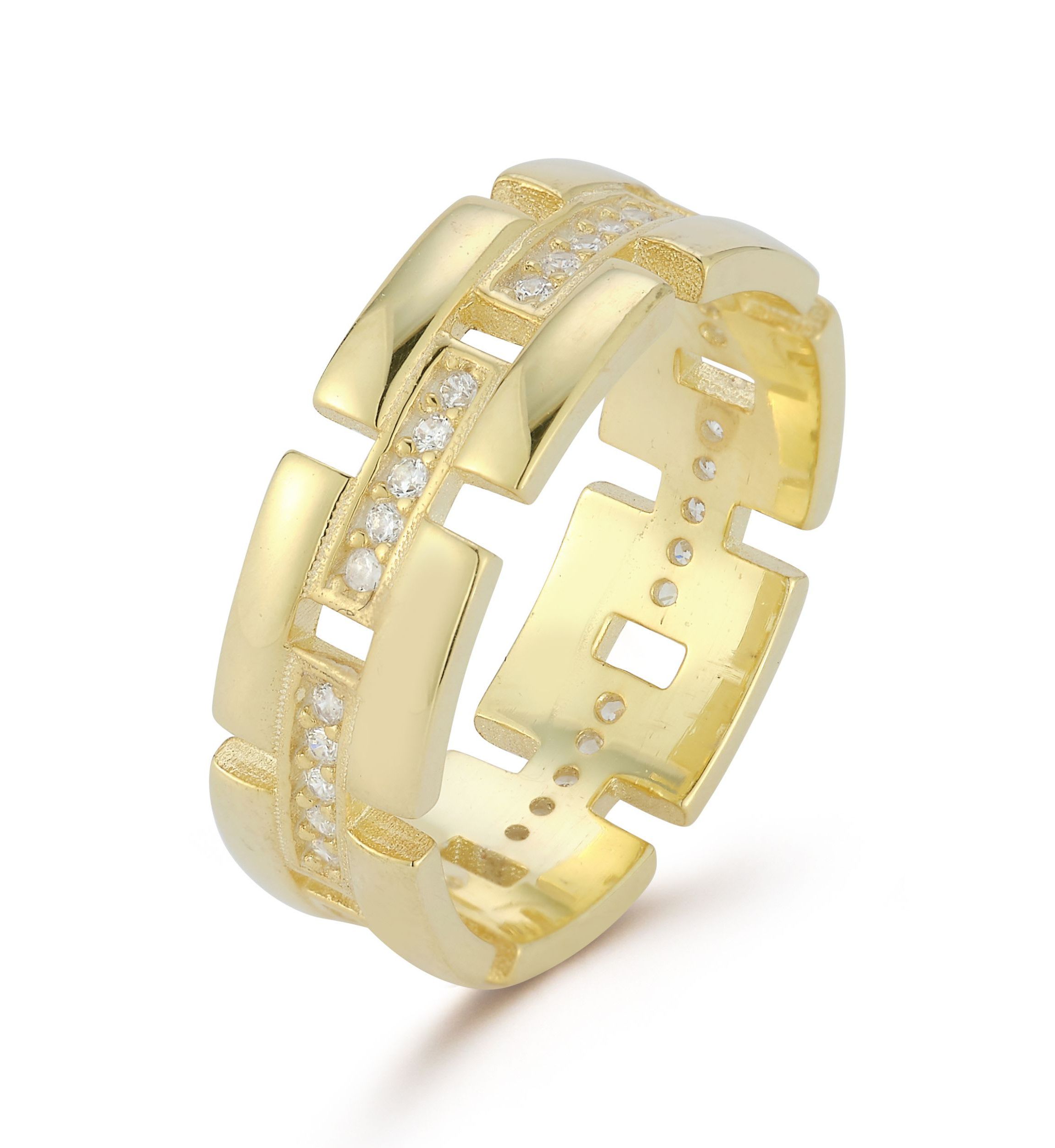 Sterling Silver Cubic Zirconia Link Band Ring