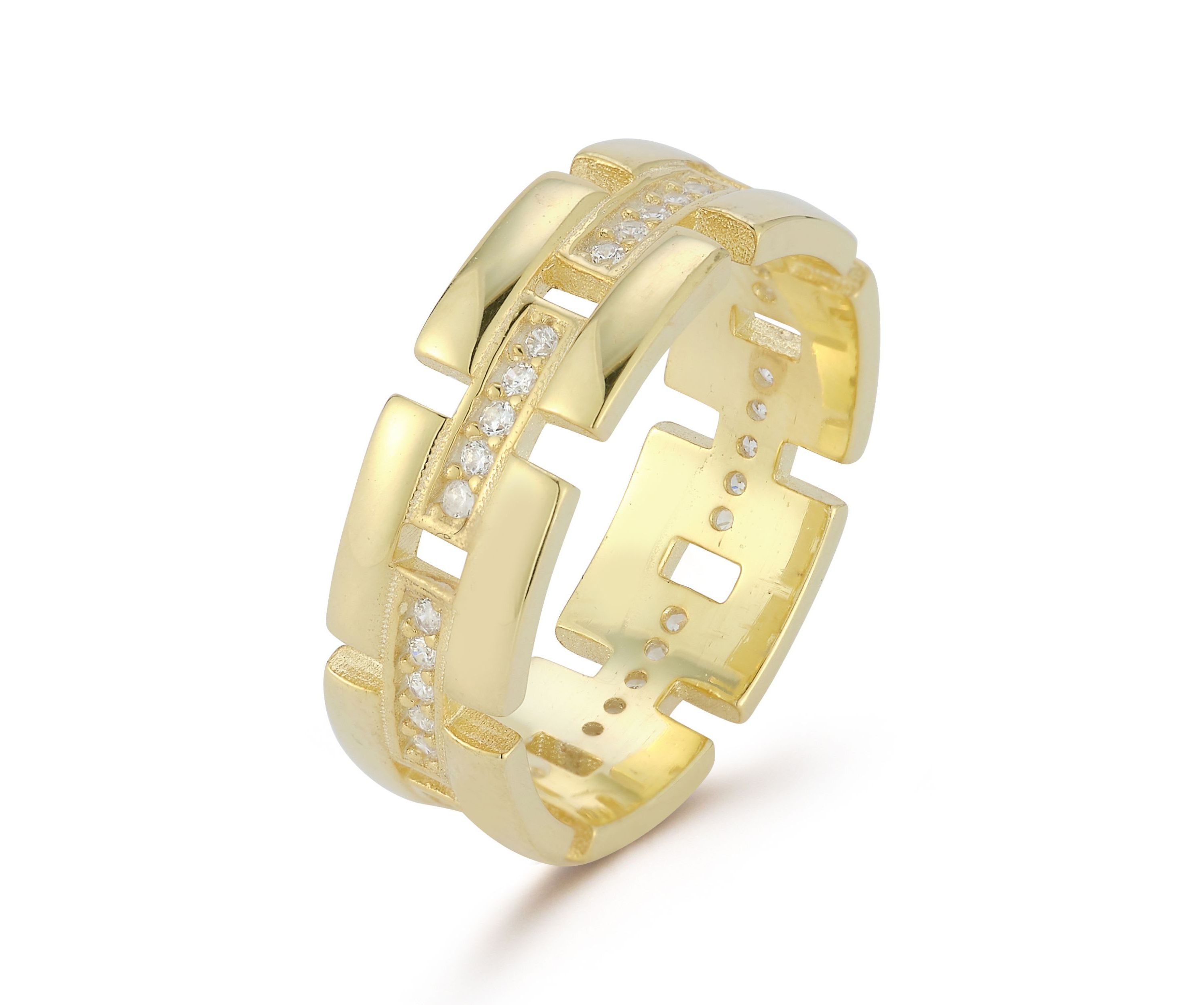 Sterling Silver Cubic Zirconia Link Band Ring