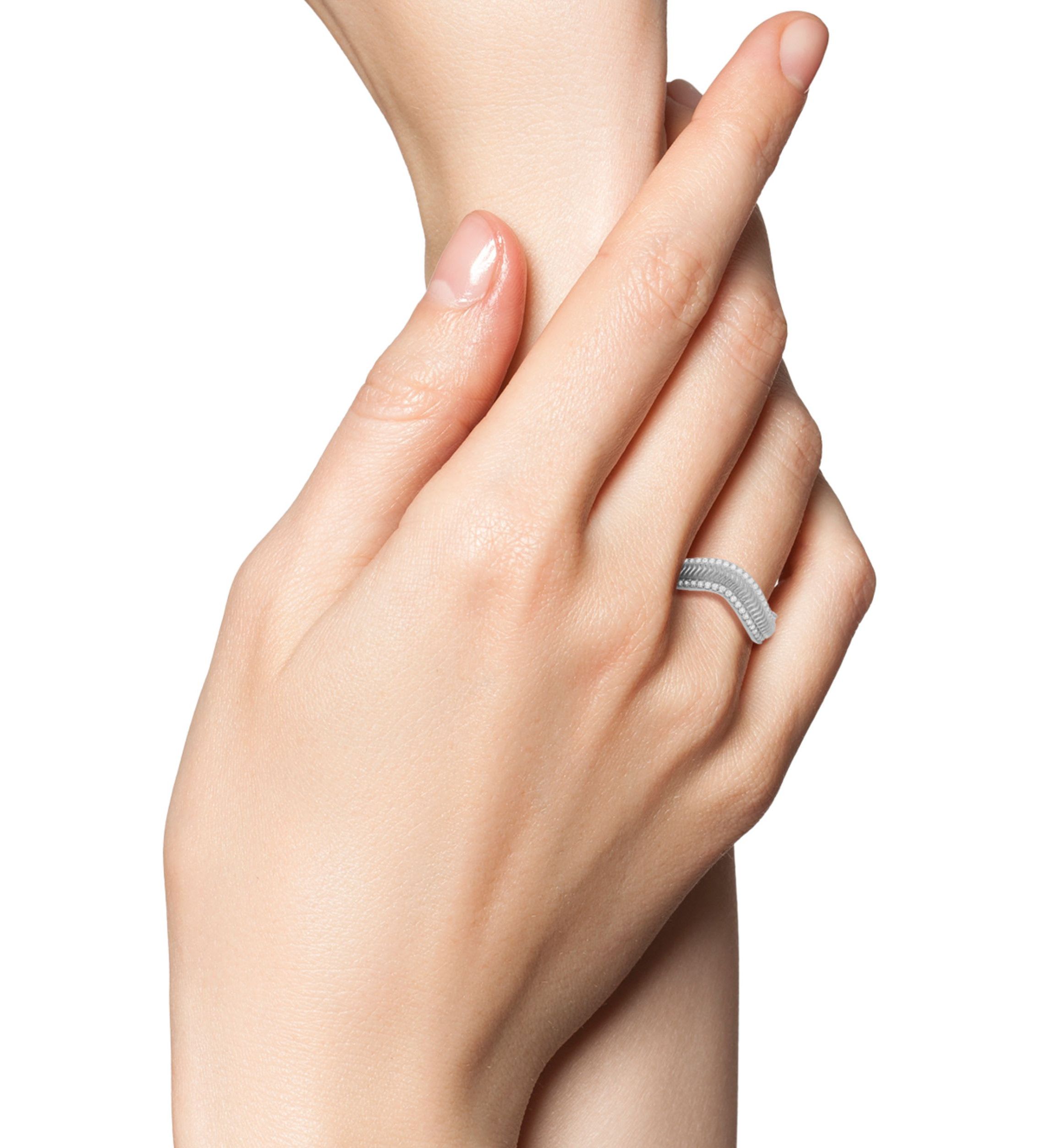 Sterling Silver Cubic Zirconia Wave Band Ring