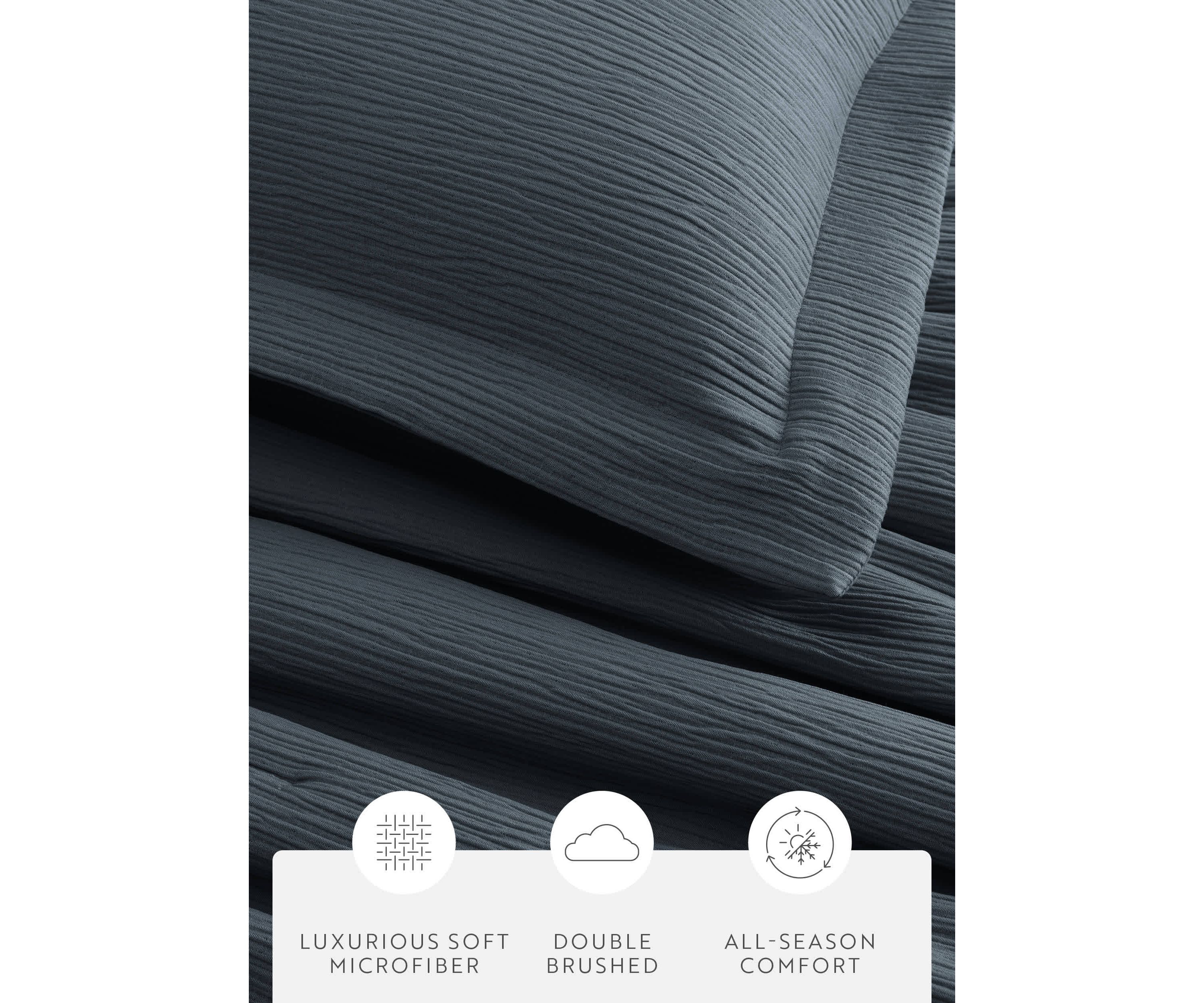 Cloud Weave Gauze Textured Ultra Soft Microfiber All Season Down-Alternative Comforter Set