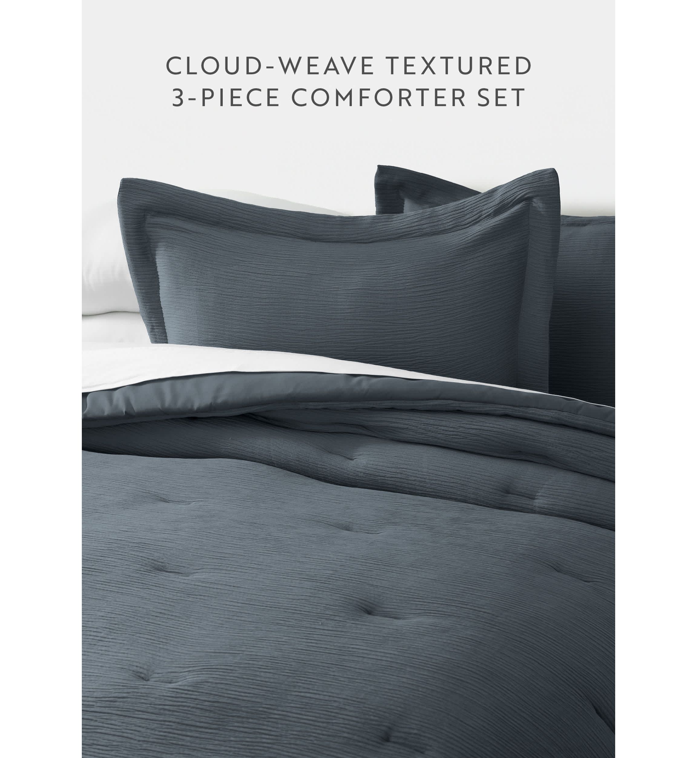 Cloud Weave Gauze Textured Ultra Soft Microfiber All Season Down-Alternative Comforter Set
