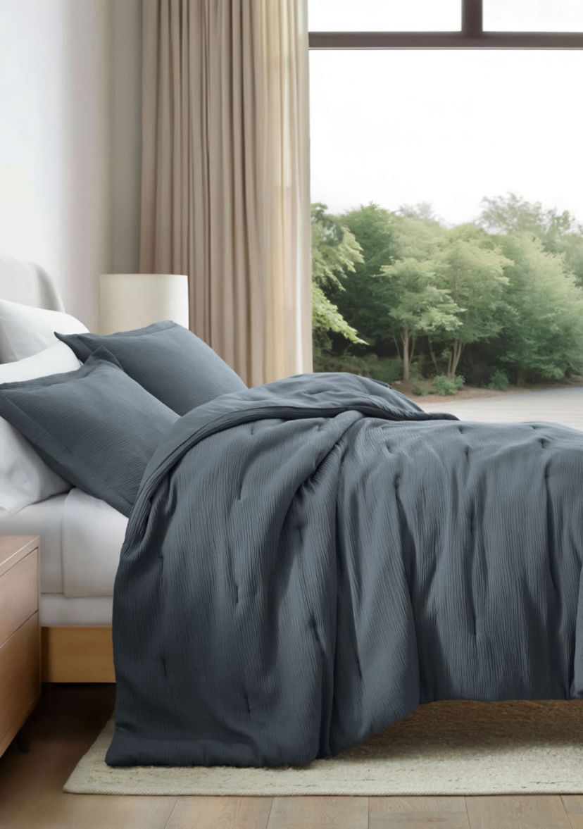 Cloud Weave Gauze Textured Ultra Soft Microfiber All Season Down-Alternative Comforter Set
