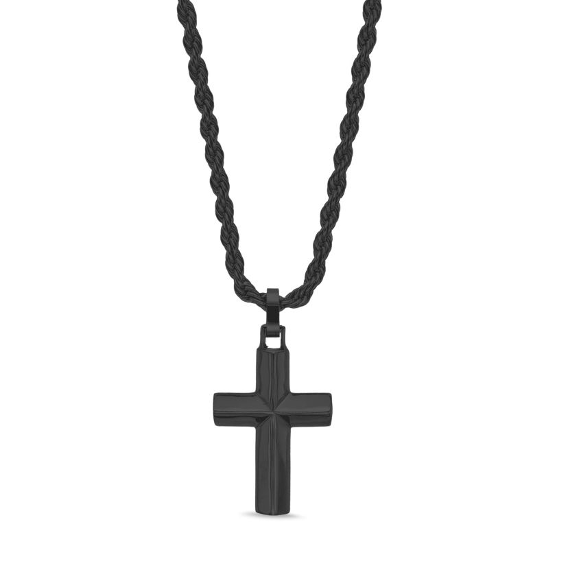 Stainless Steel Rope Chain Cross Pendant Necklace