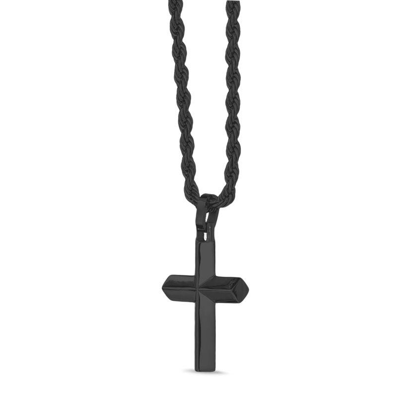 Stainless Steel Rope Chain Cross Pendant Necklace