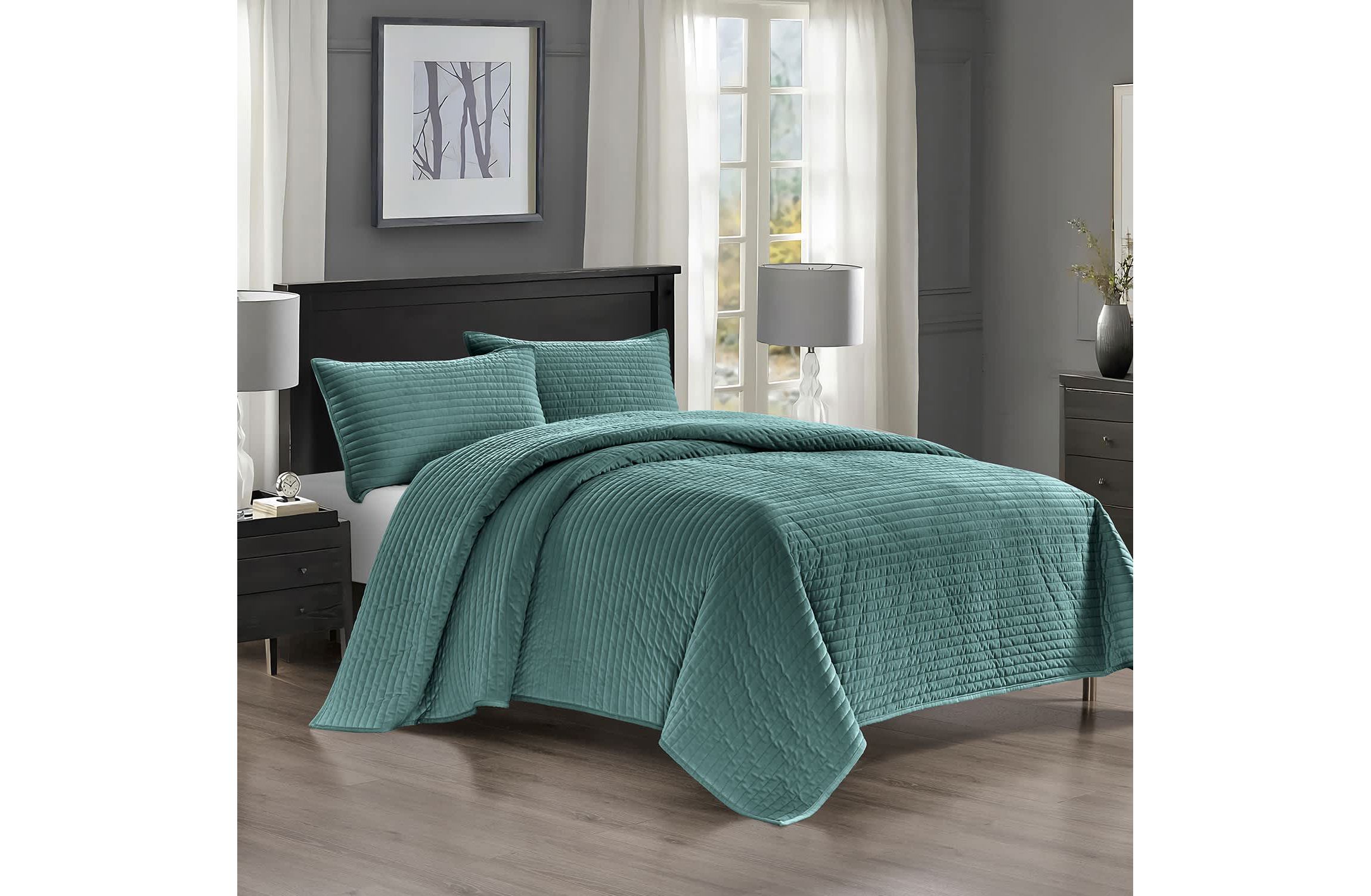 Pointehaven Luxury Channel Velvet Quilt Set