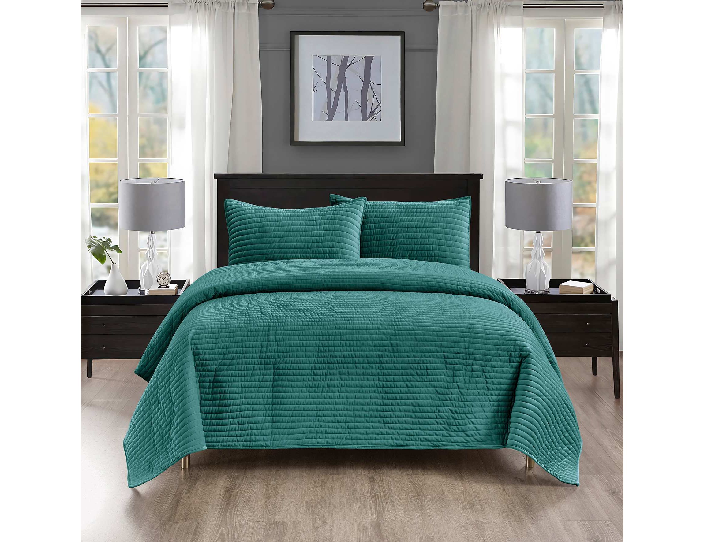 Pointehaven Luxury Channel Velvet Quilt Set