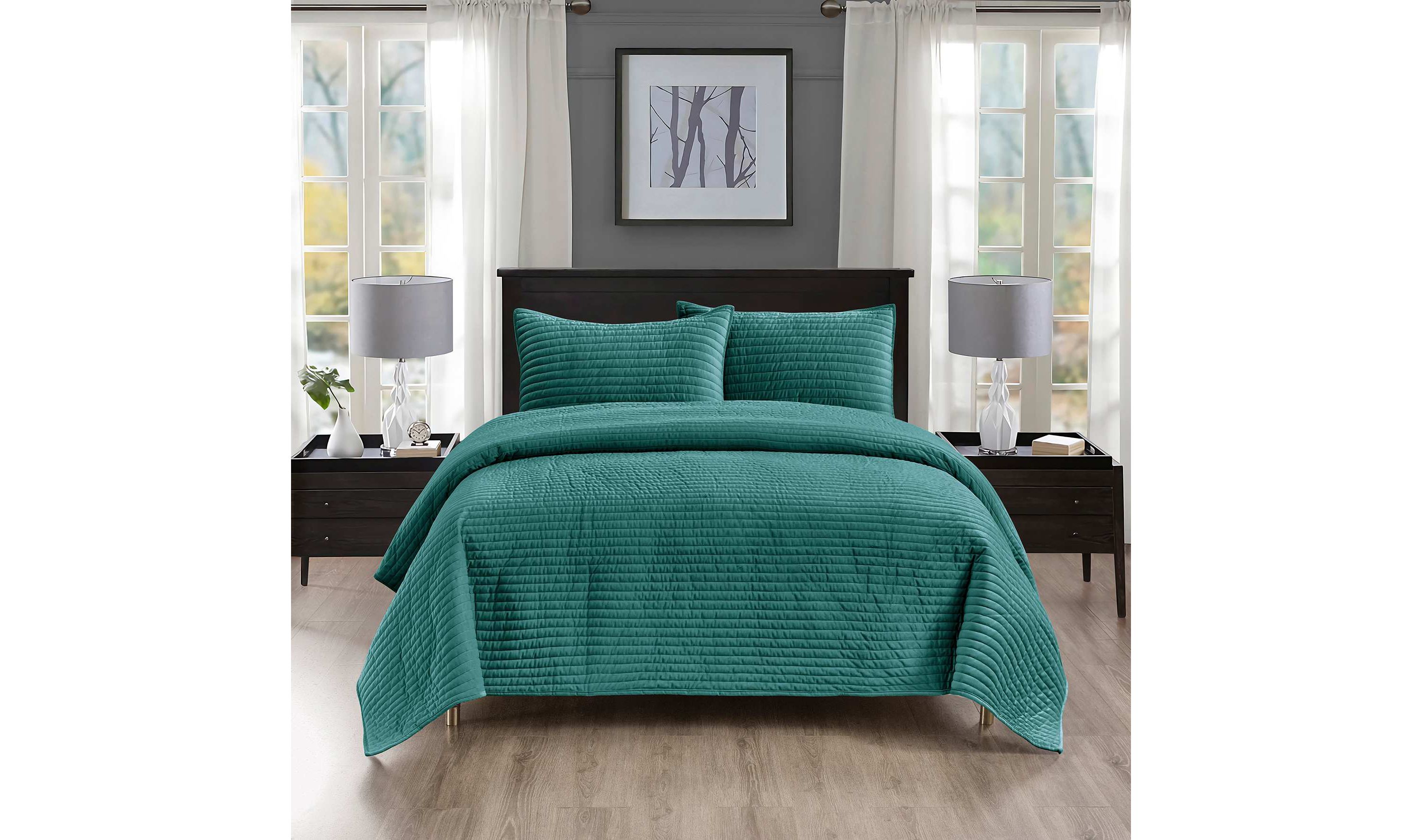 Pointehaven Luxury Channel Velvet Quilt Set