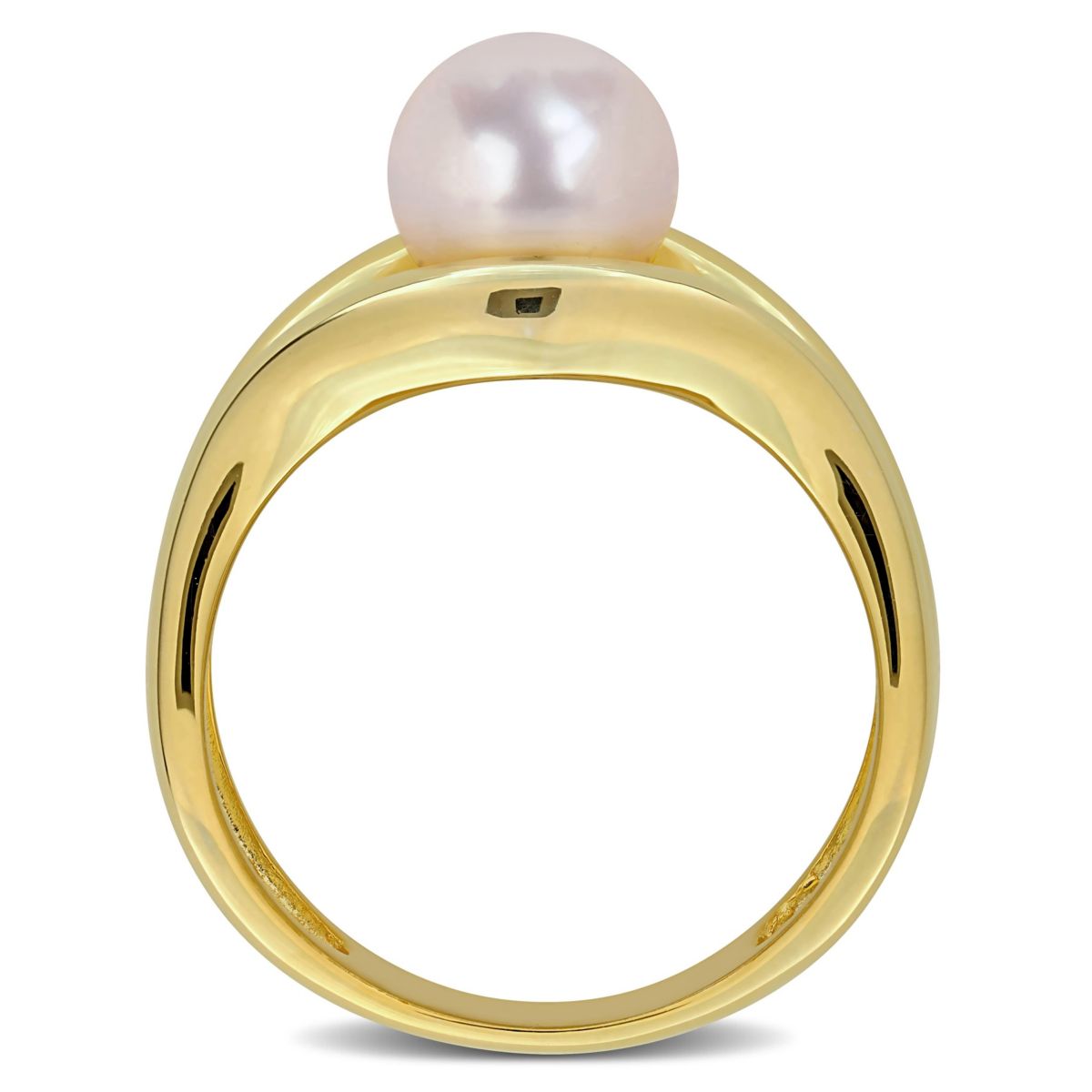 7-7.5MM Freshwater Cultured Pearl Ring in Yellow Plated Sterling Silver