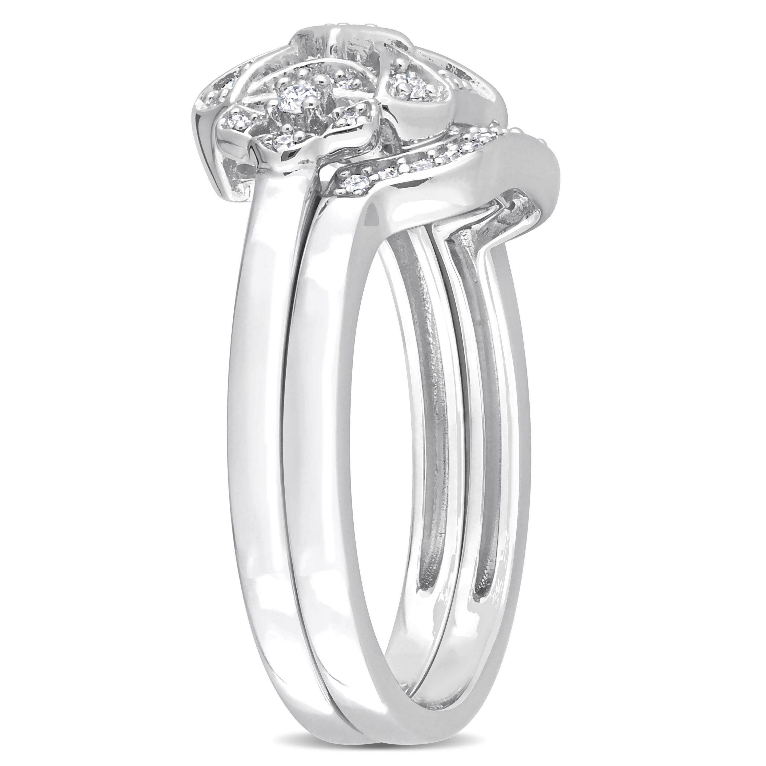Diamond Bridal Set Engagement Ring in Sterling Silver