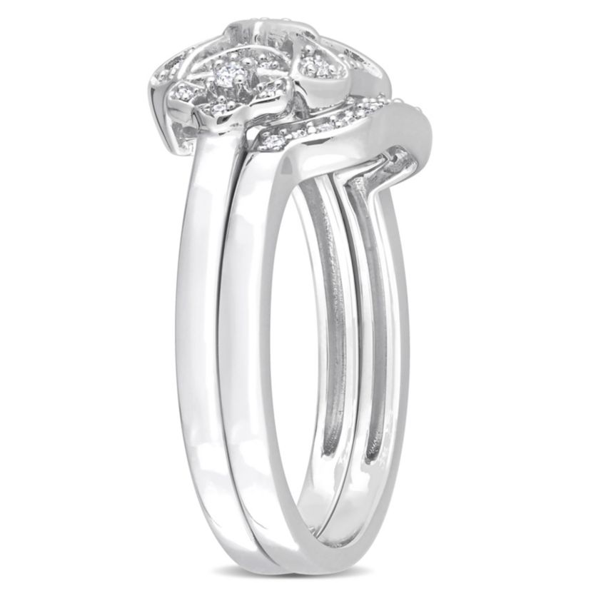 Diamond Bridal Set Engagement Ring in Sterling Silver