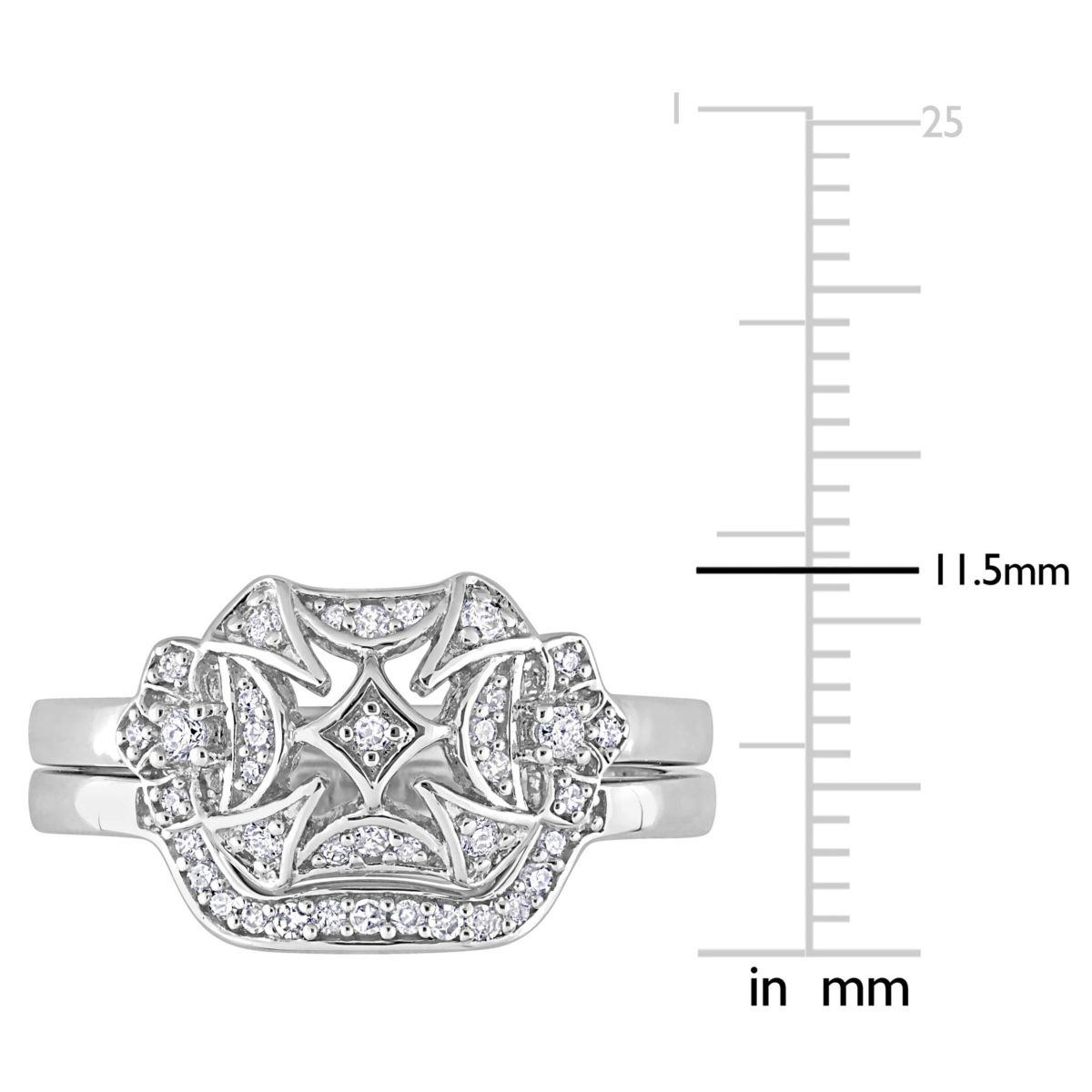 Diamond Bridal Set Engagement Ring in Sterling Silver