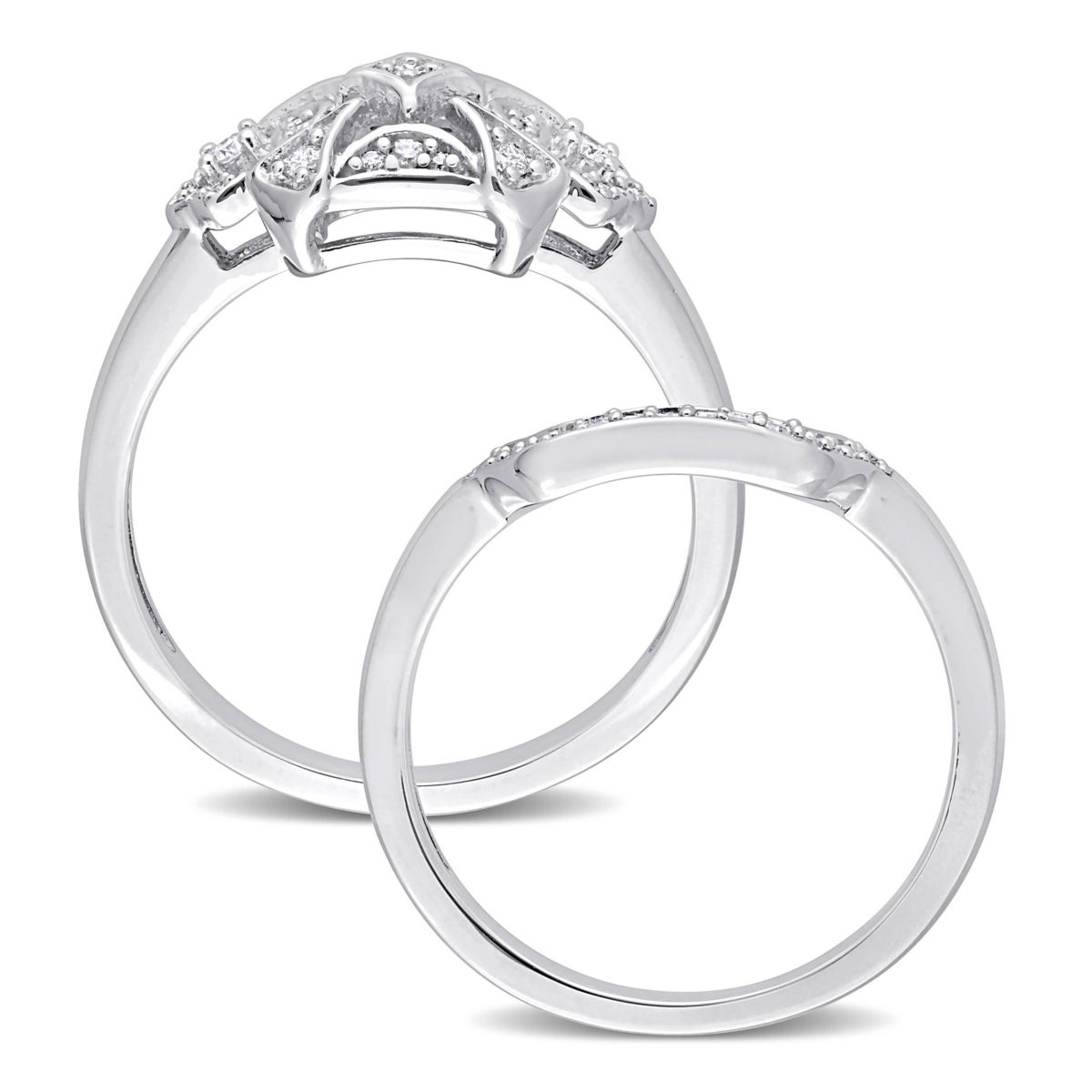 Diamond Bridal Set Engagement Ring in Sterling Silver