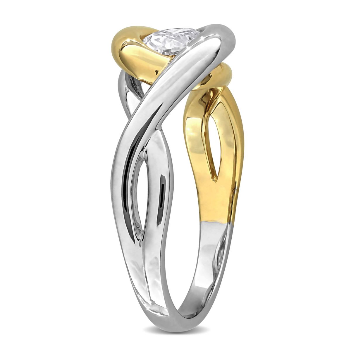 Lab Created Created White Moissanite Ring in Two-Tone Silver