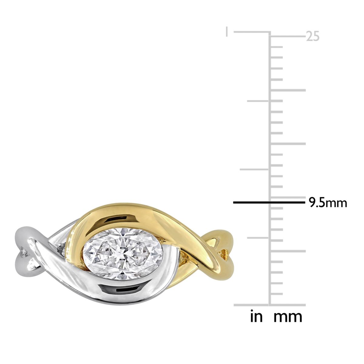 Lab Created Created White Moissanite Ring in Two-Tone Silver