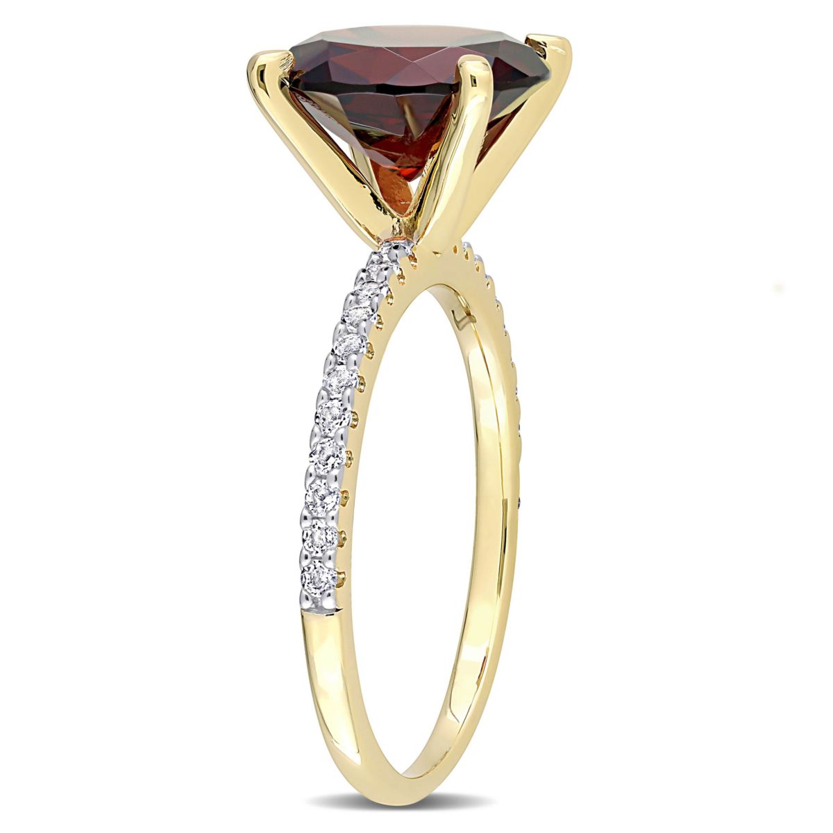 Garnet & White Topaz Ring in Yellow Plated Sterling Silver