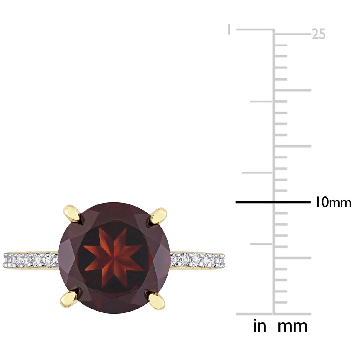 Garnet & White Topaz Ring in Yellow Plated Sterling Silver