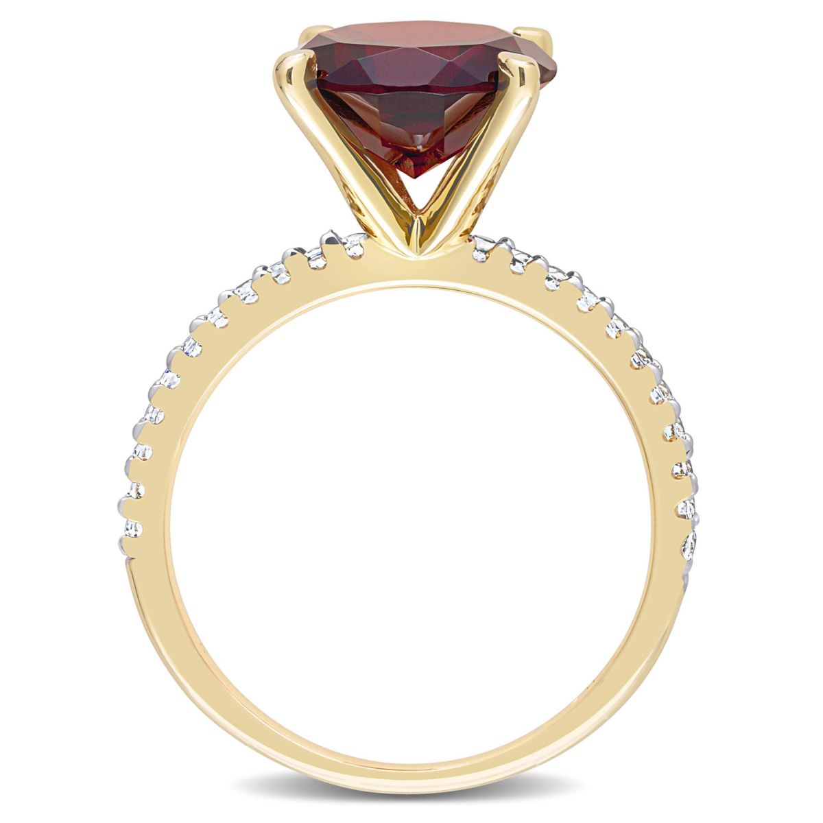 Garnet & White Topaz Ring in Yellow Plated Sterling Silver