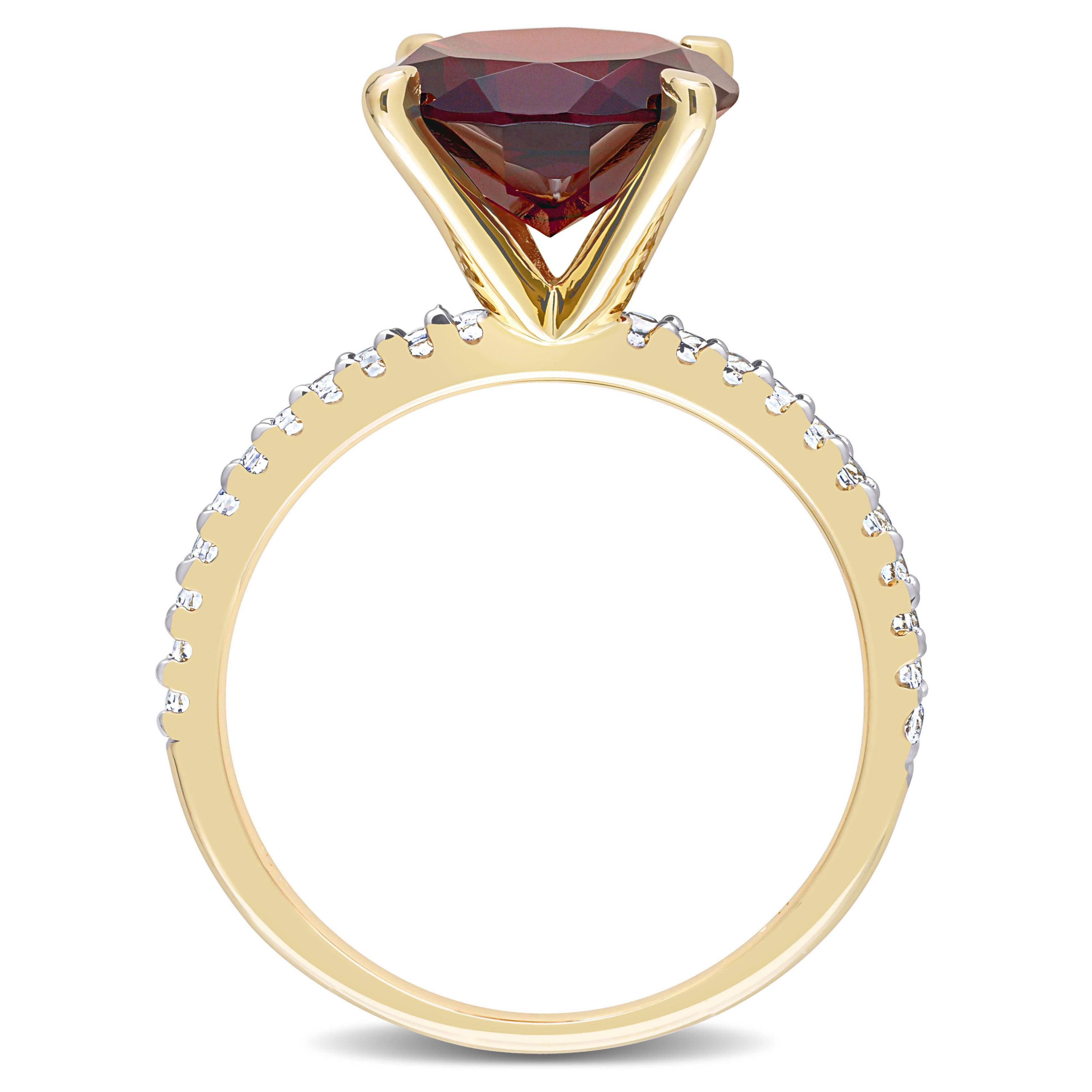 Garnet & White Topaz Ring in Yellow Plated Sterling Silver