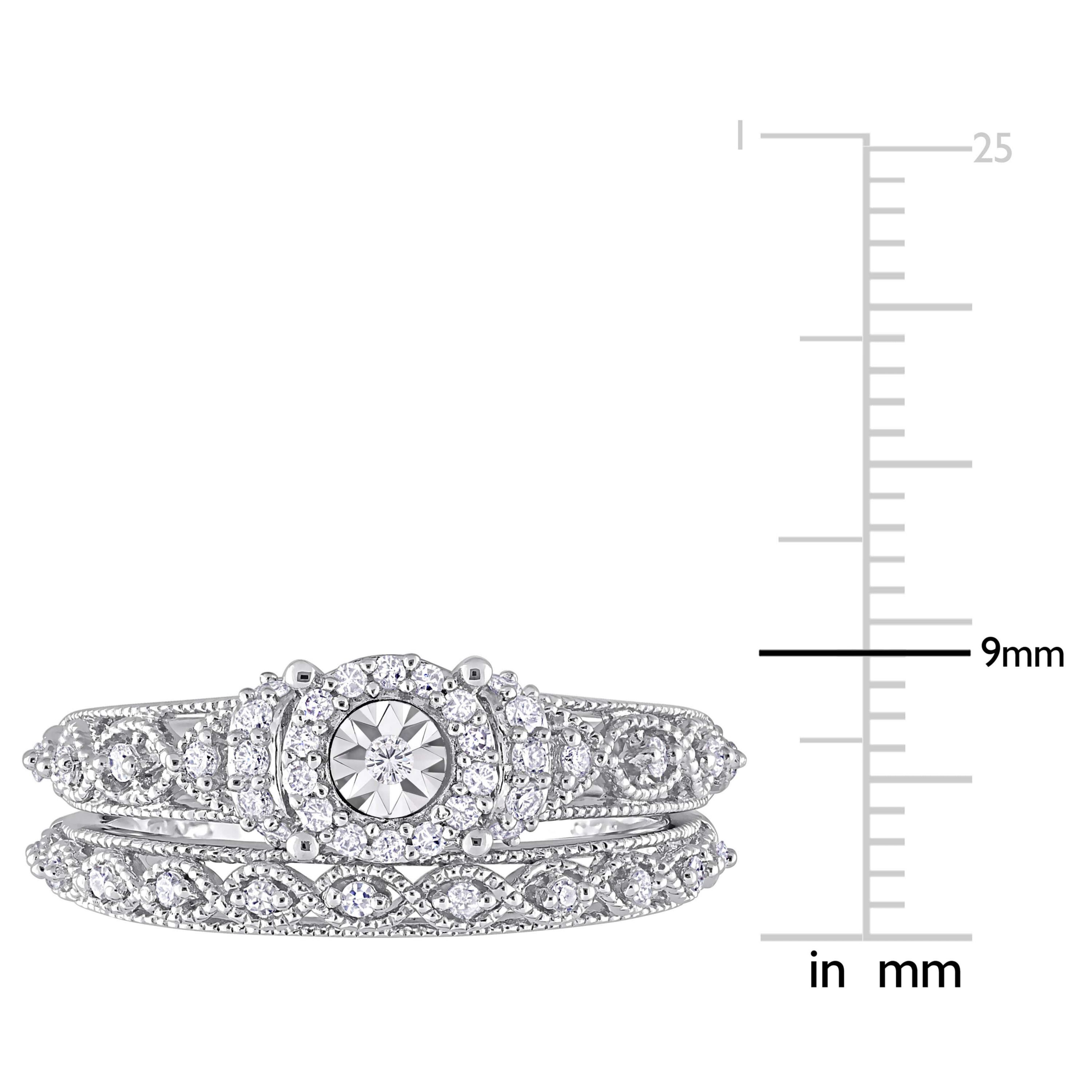 Diamond Bridal Ring Set in Sterling Silver