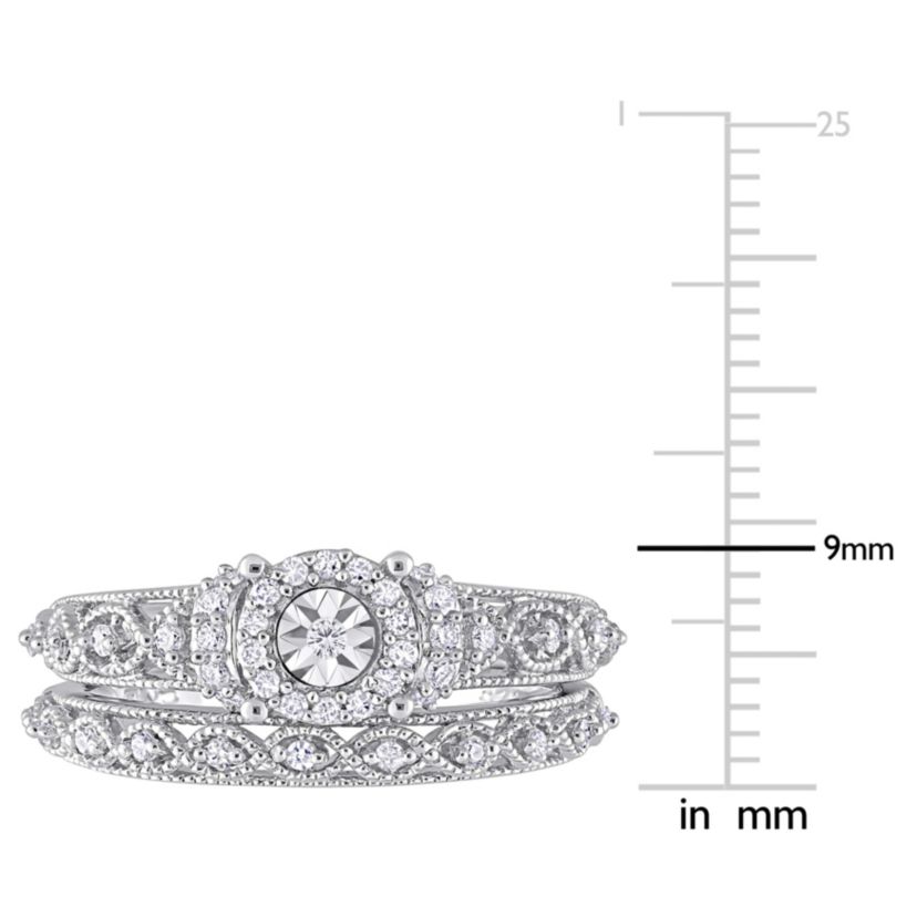 Diamond Bridal Ring Set in Sterling Silver