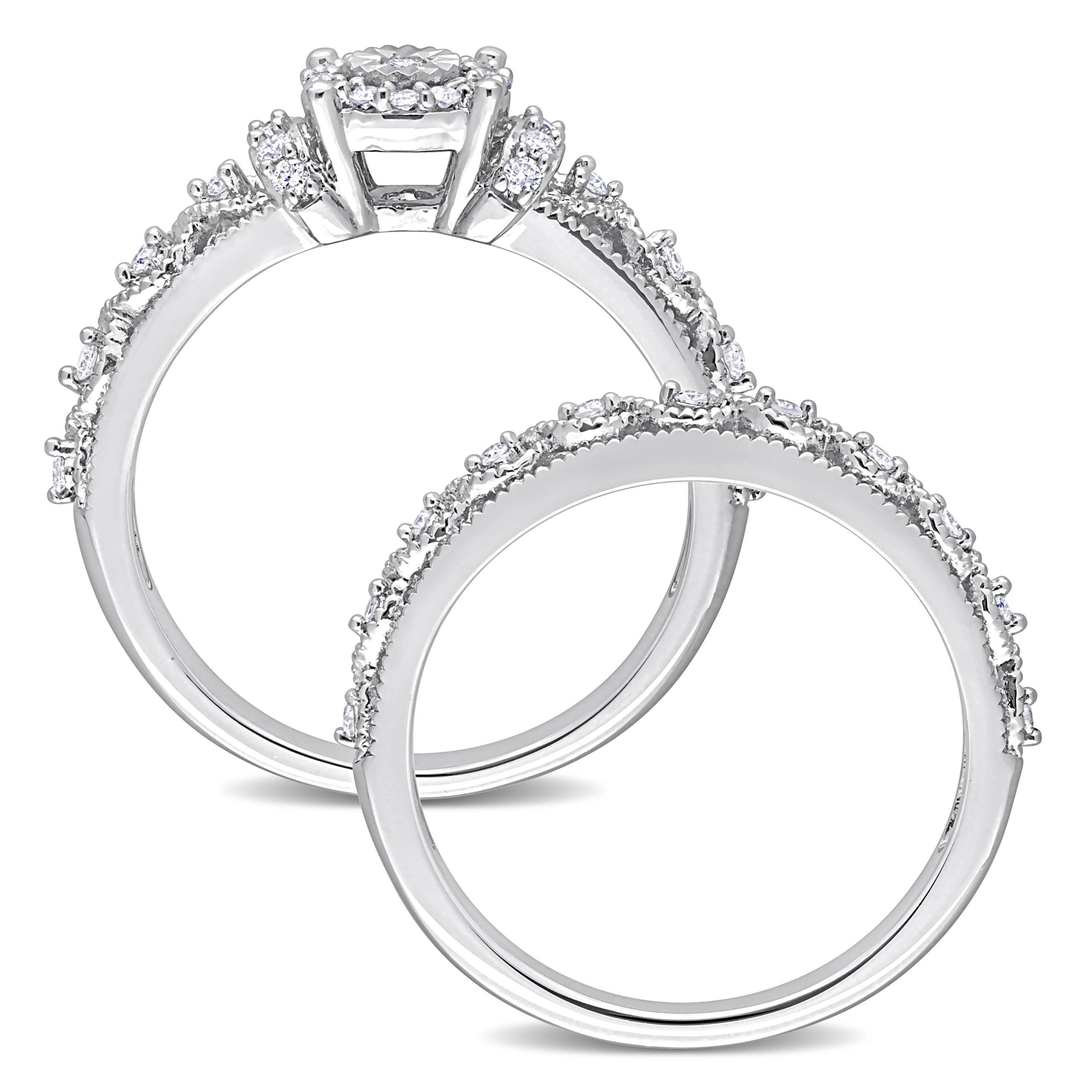 Diamond Bridal Ring Set in Sterling Silver