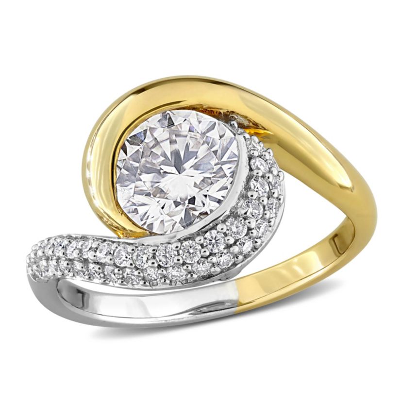 Lab Created Created White Moissanite Ring in Two-Tone Silver
