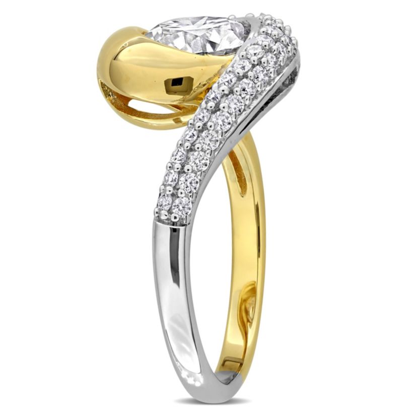 Lab Created Created White Moissanite Ring in Two-Tone Silver