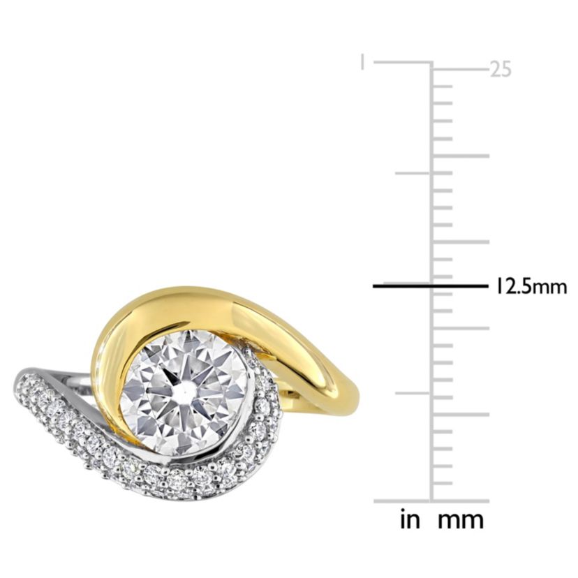 Lab Created Created White Moissanite Ring in Two-Tone Silver