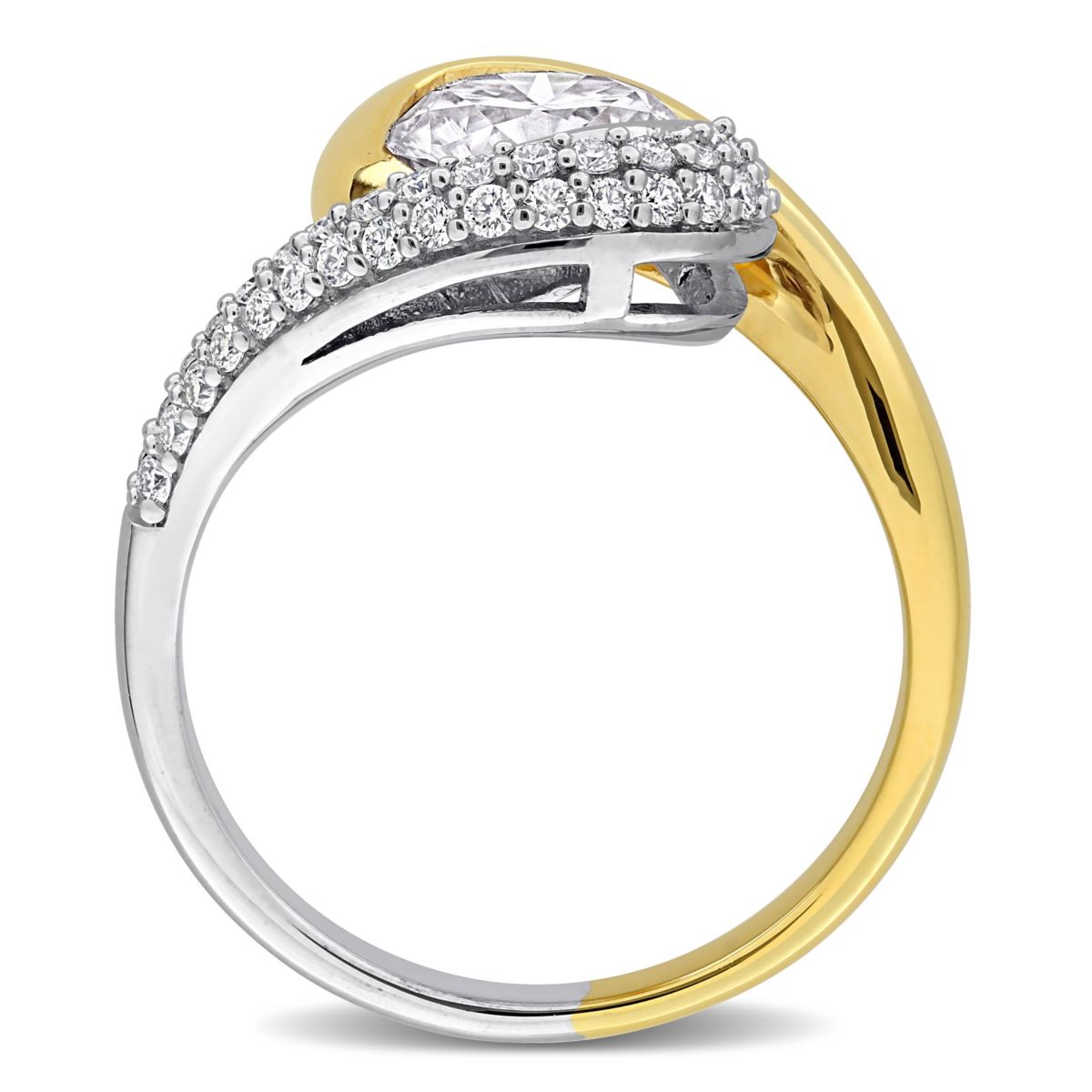 Lab Created Created White Moissanite Ring in Two-Tone Silver