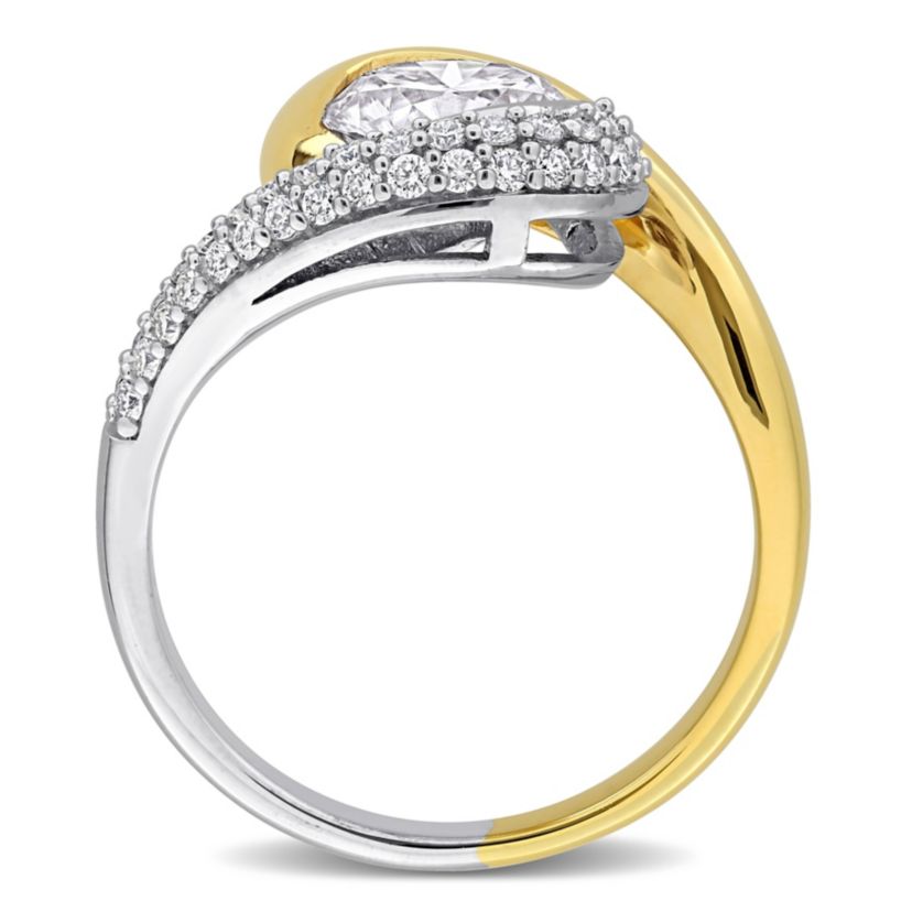 Lab Created Created White Moissanite Ring in Two-Tone Silver