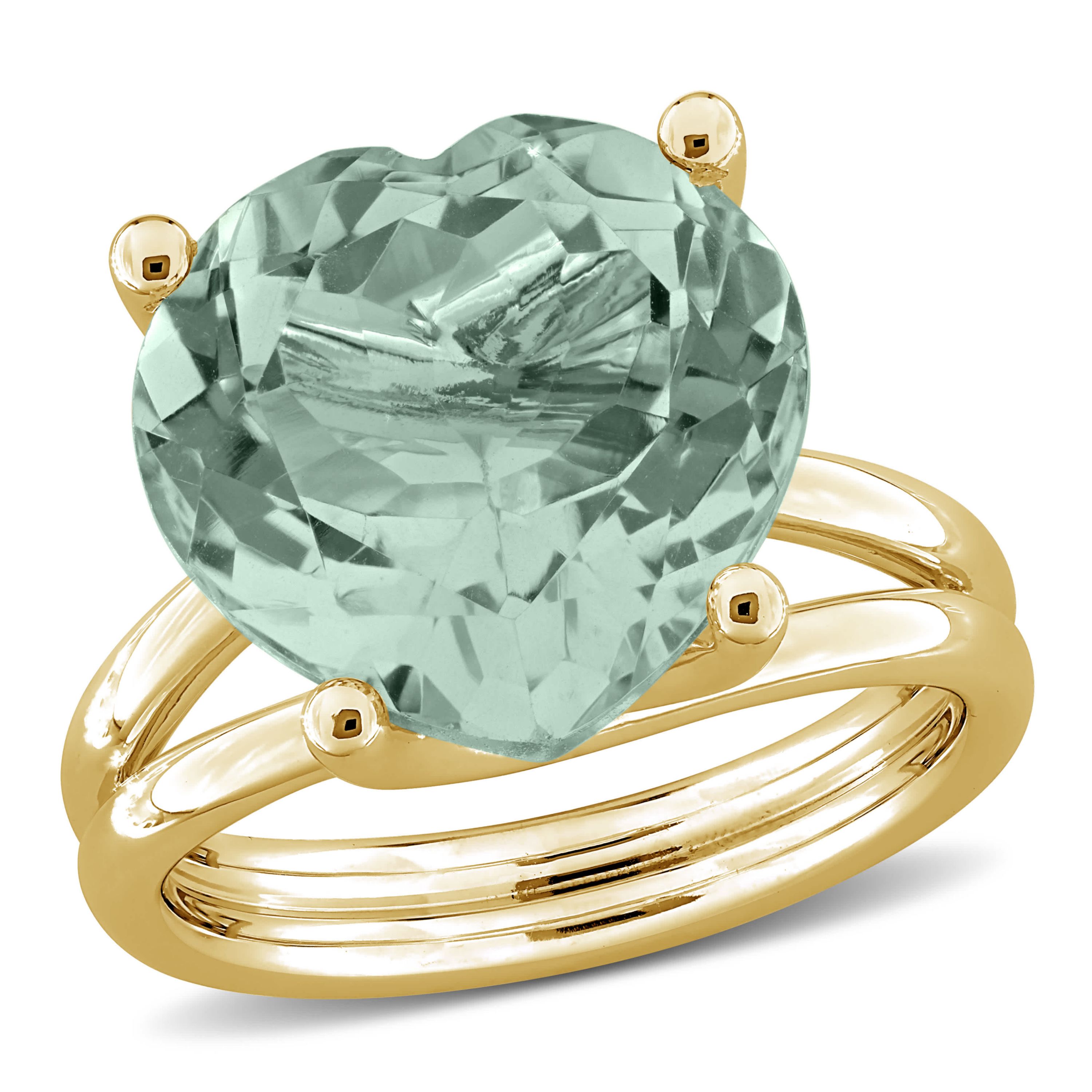 Green Quartz Ring in Yellow Plated Sterling Silver