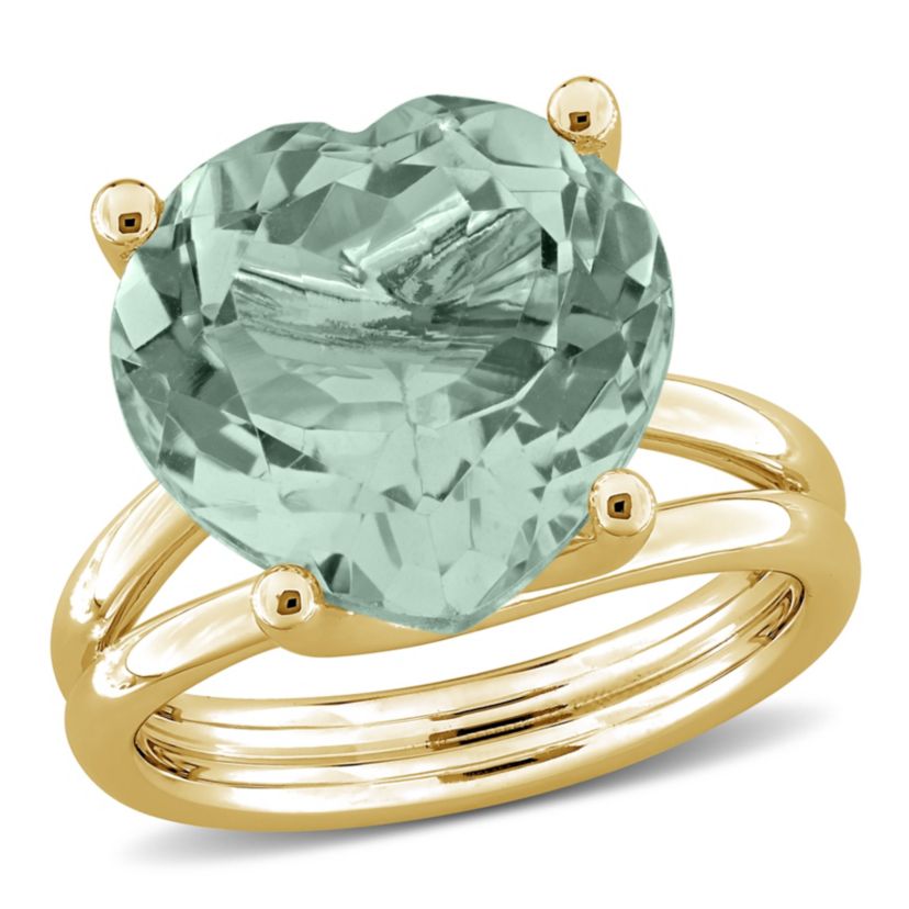 Green Quartz Ring in Yellow Plated Sterling Silver