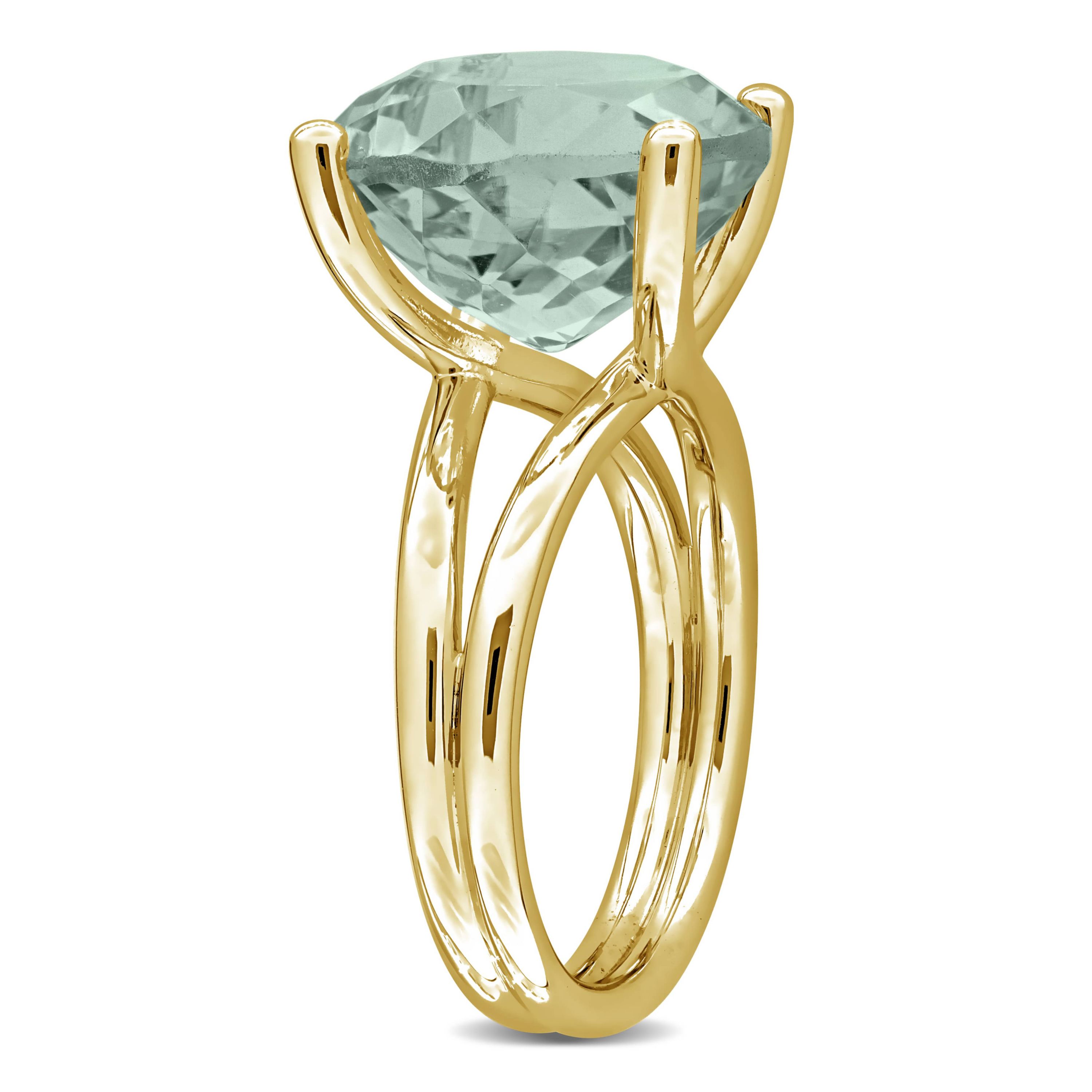 Green Quartz Ring in Yellow Plated Sterling Silver