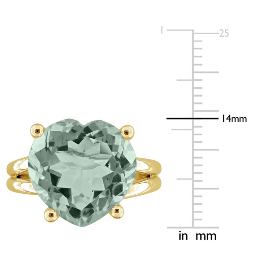 Green Quartz Ring in Yellow Plated Sterling Silver