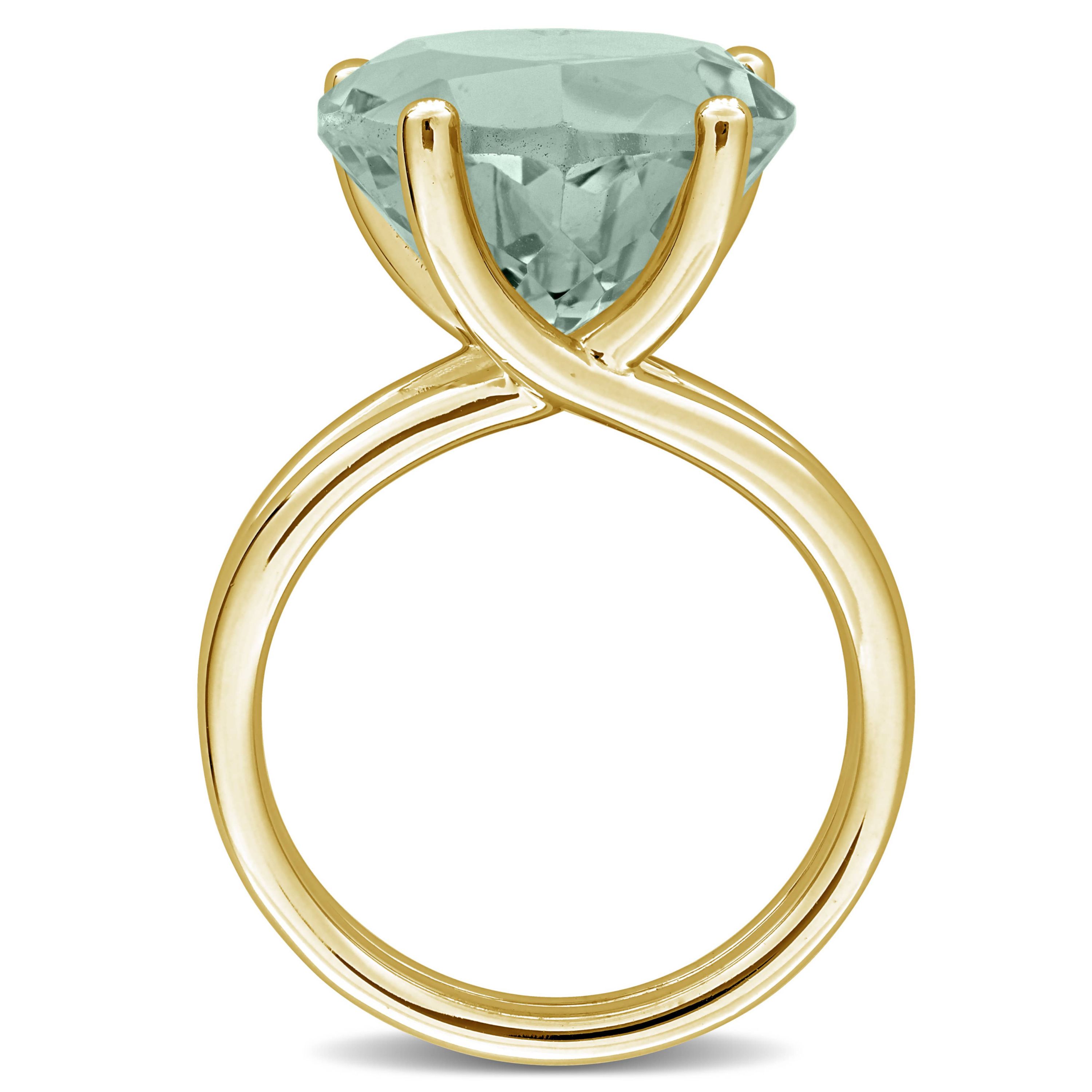 Green Quartz Ring in Yellow Plated Sterling Silver