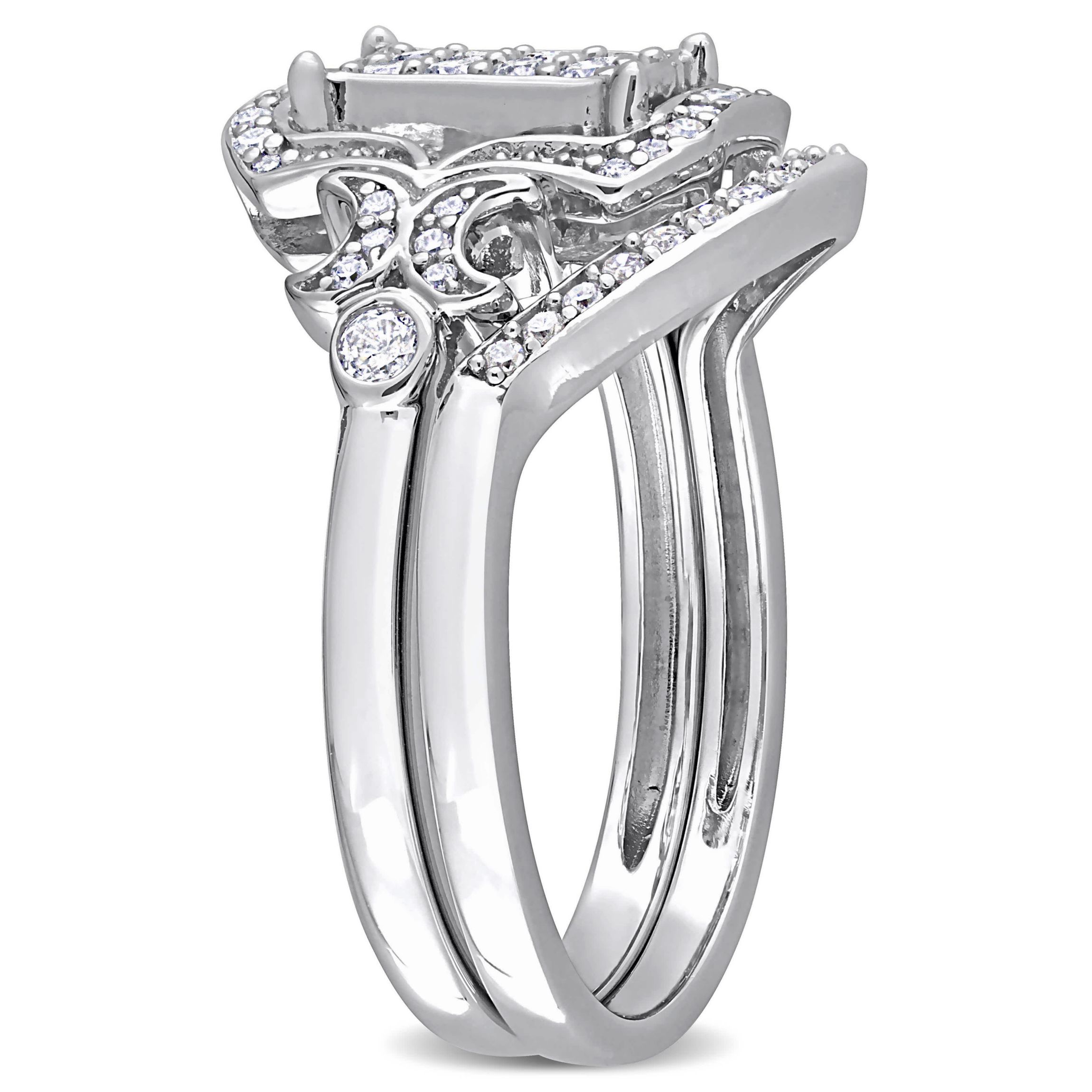 Diamond Bridal Ring Set in Sterling Silver