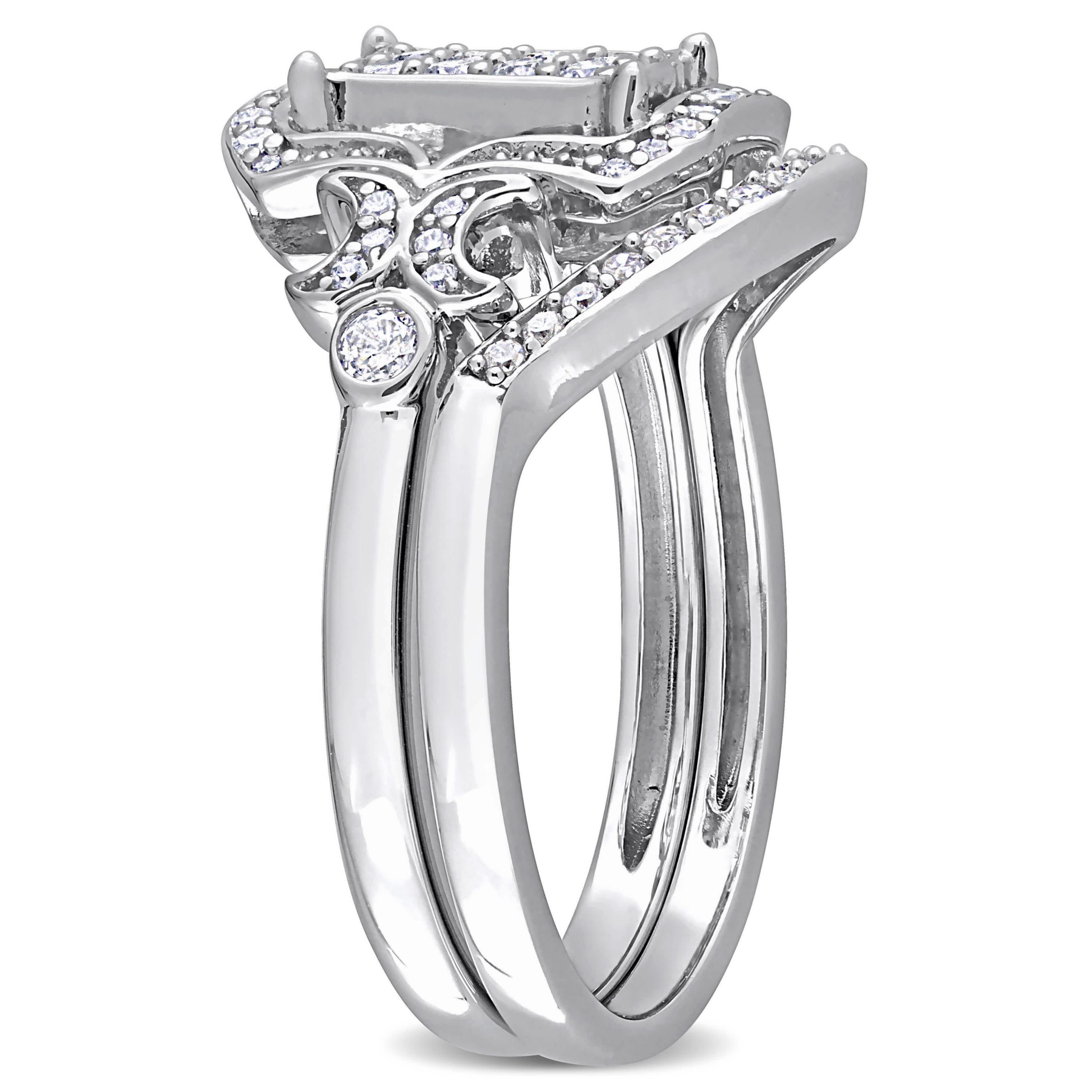 Diamond Bridal Ring Set in Sterling Silver
