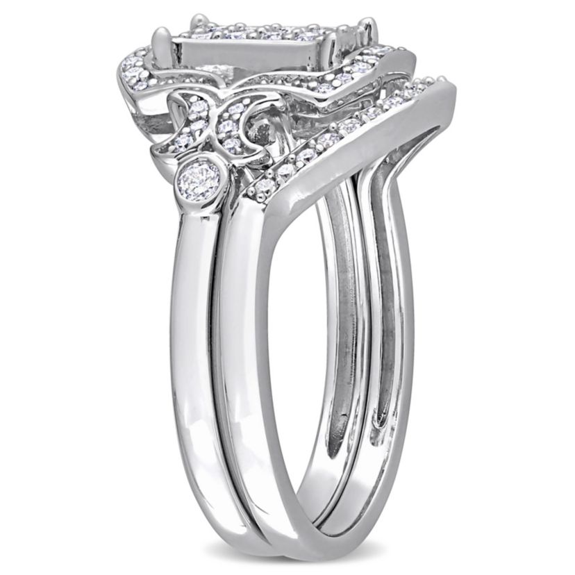 Diamond Bridal Ring Set in Sterling Silver